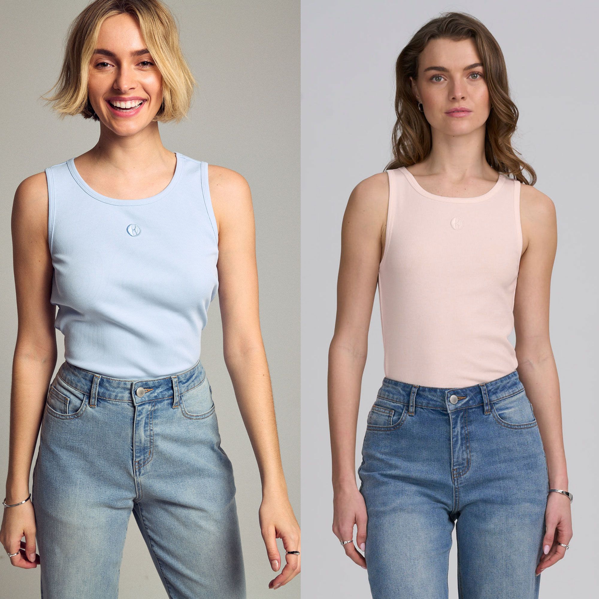 ELLE
Set 2 canottiere
a costine con
scollo tondo