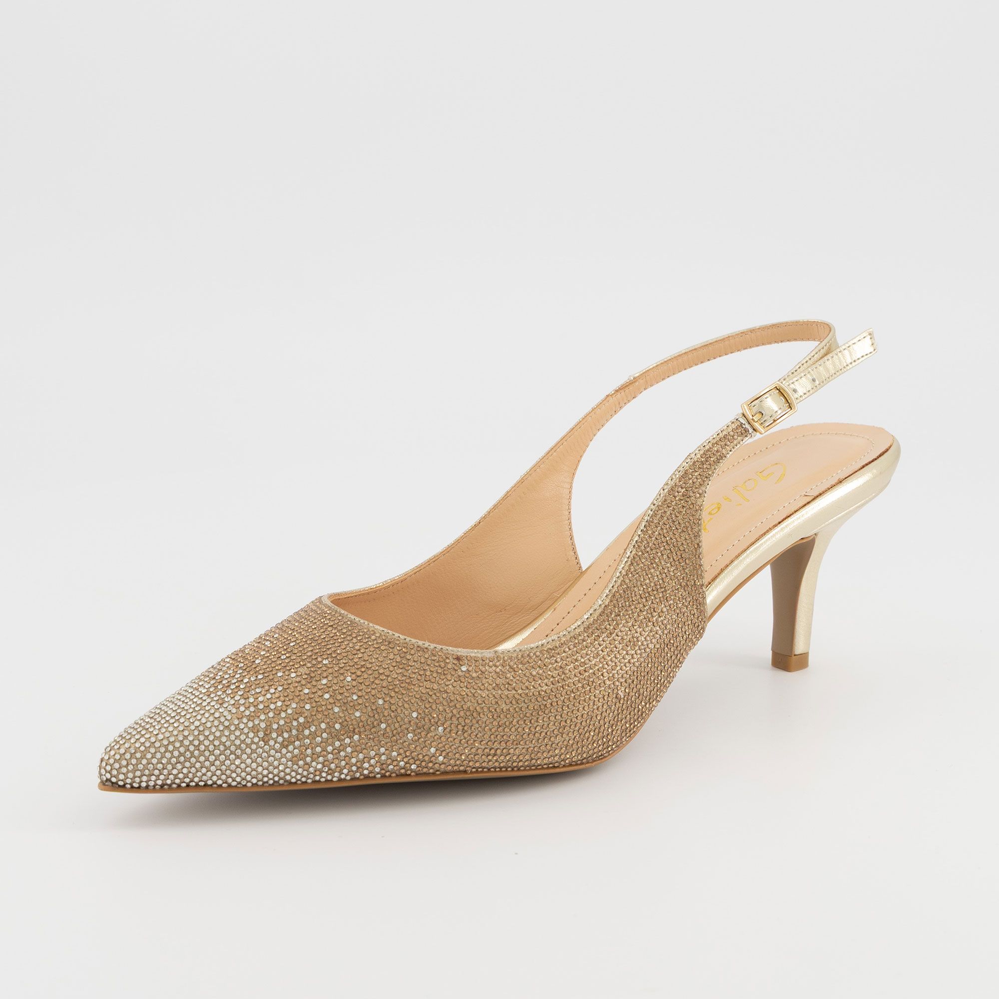Galieti
Slingback con strass
e tacco 7,5 cm