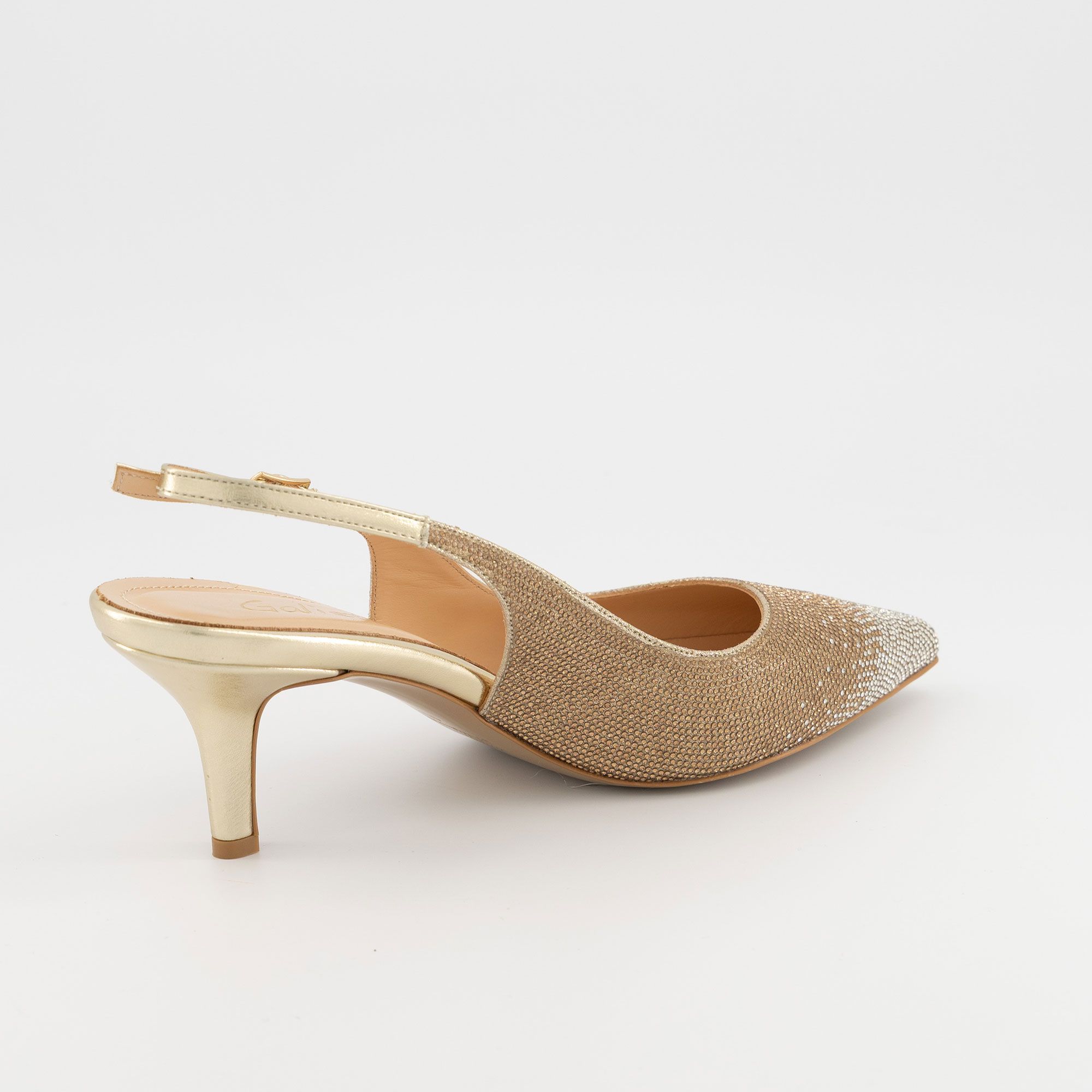 Galieti Slingback con strass e tacco 7,5 cm