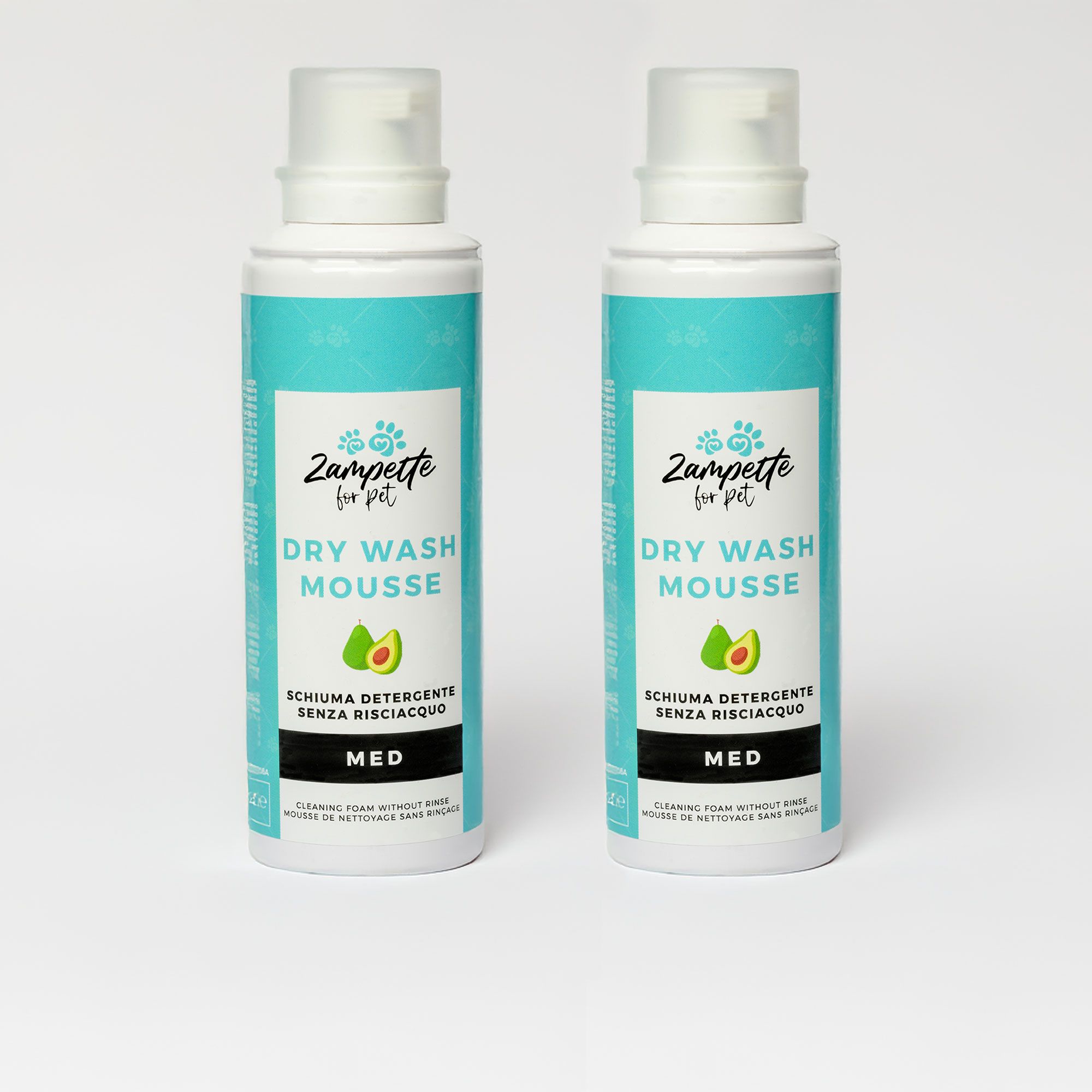 Zampette
Schiuma mousse
detergente animali
domestici (2x200ml)