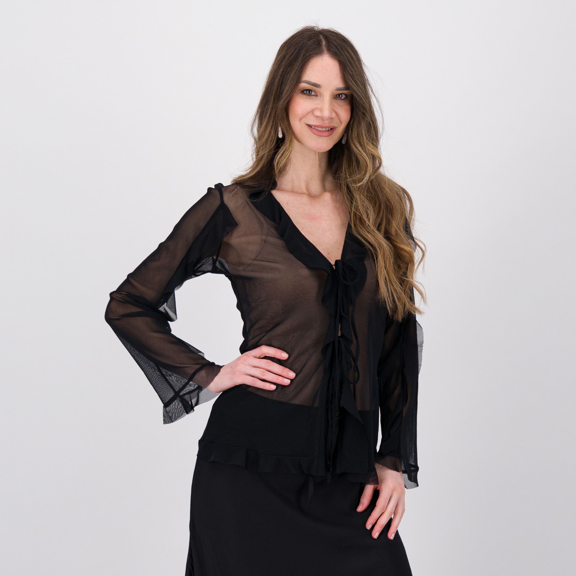 QVC Caterina Lancini Cardigan in tulle con rouches