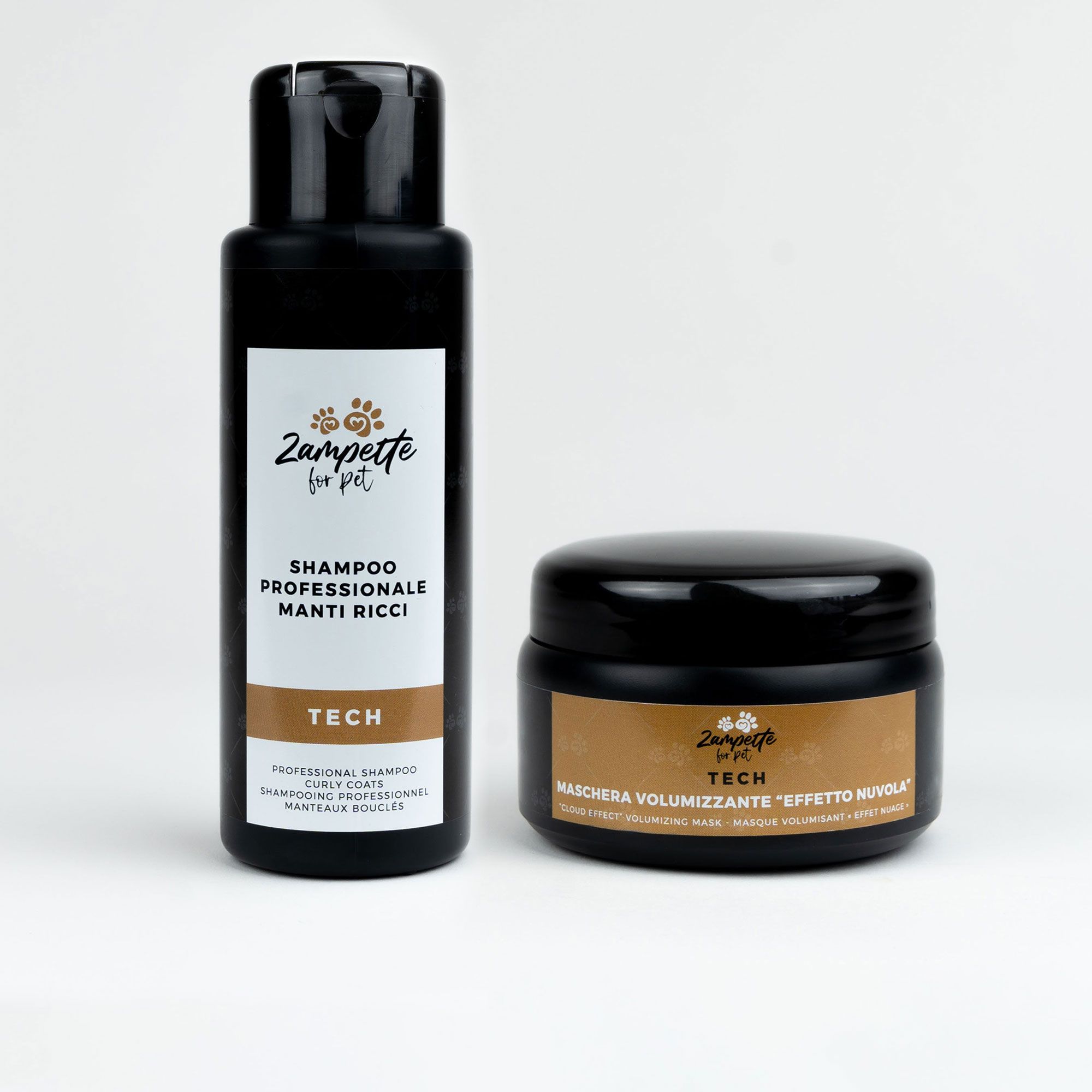 Zampette
Kit manti ricci:
shampoo (200 ml)
e maschera (200 ml)