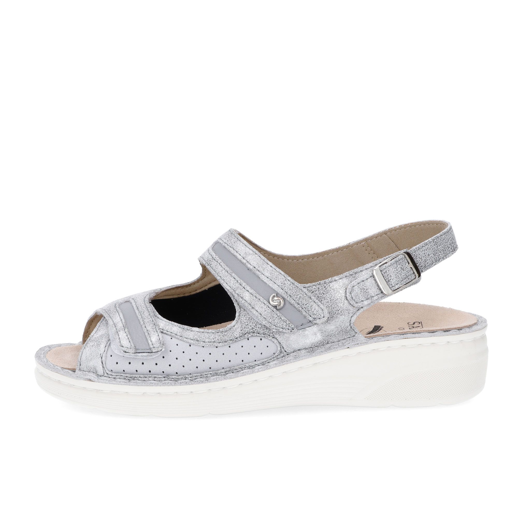 Sabatini Sandali in pelle effetto metalizzato con zeppa 4cm