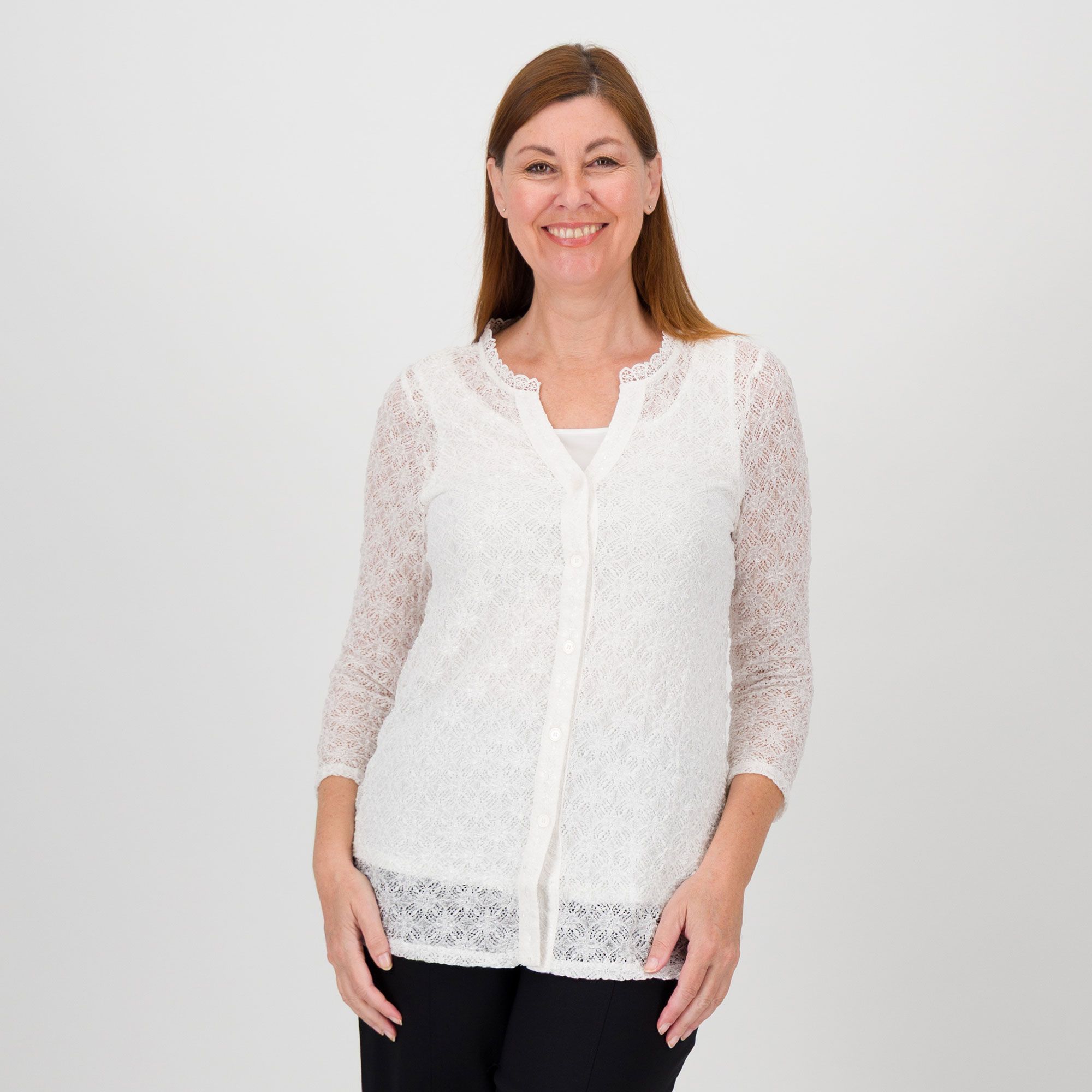 Nina Leonard Set composto da: cardigan in pizzo e un top smanicato