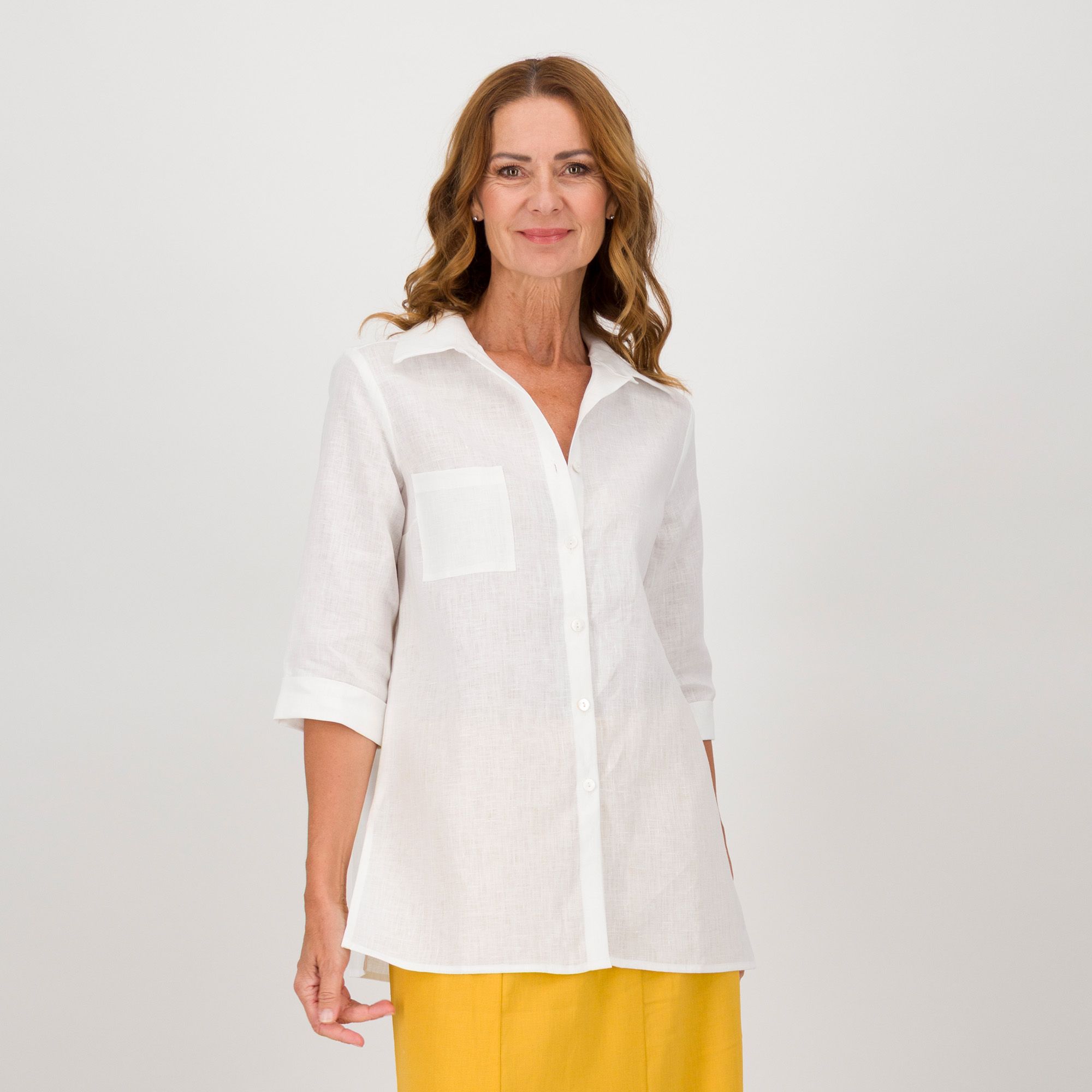 Officina della Moda Camicia in lino con bottoni