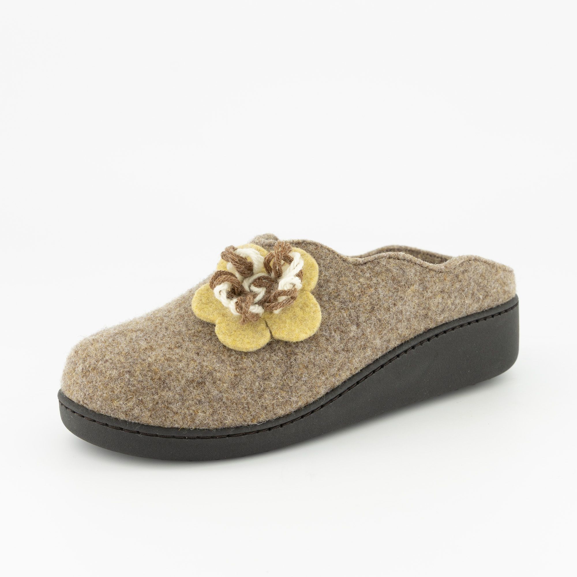 Sanagens
Pantofole in lana
cotta con fiore
decorativo