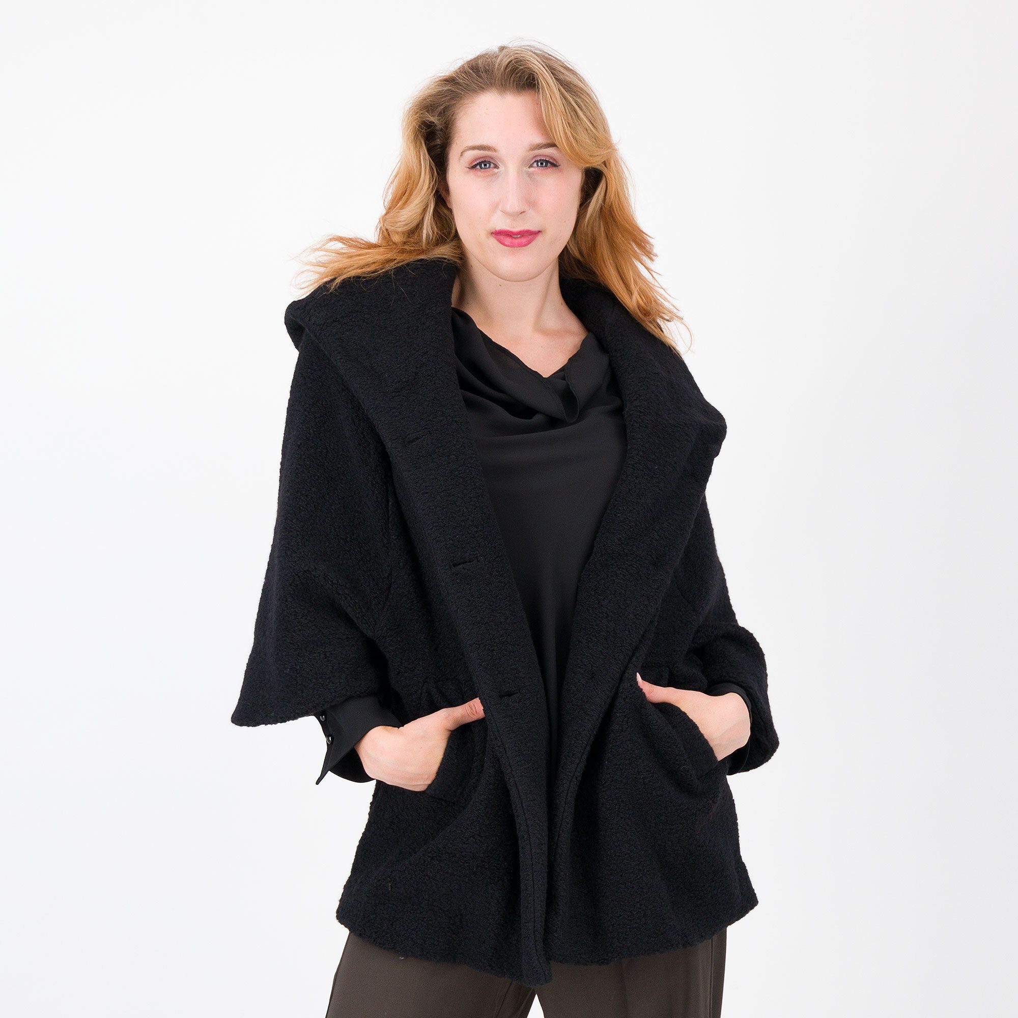 QVC Caterina Lancini Cappotto in velour con manica 3/4