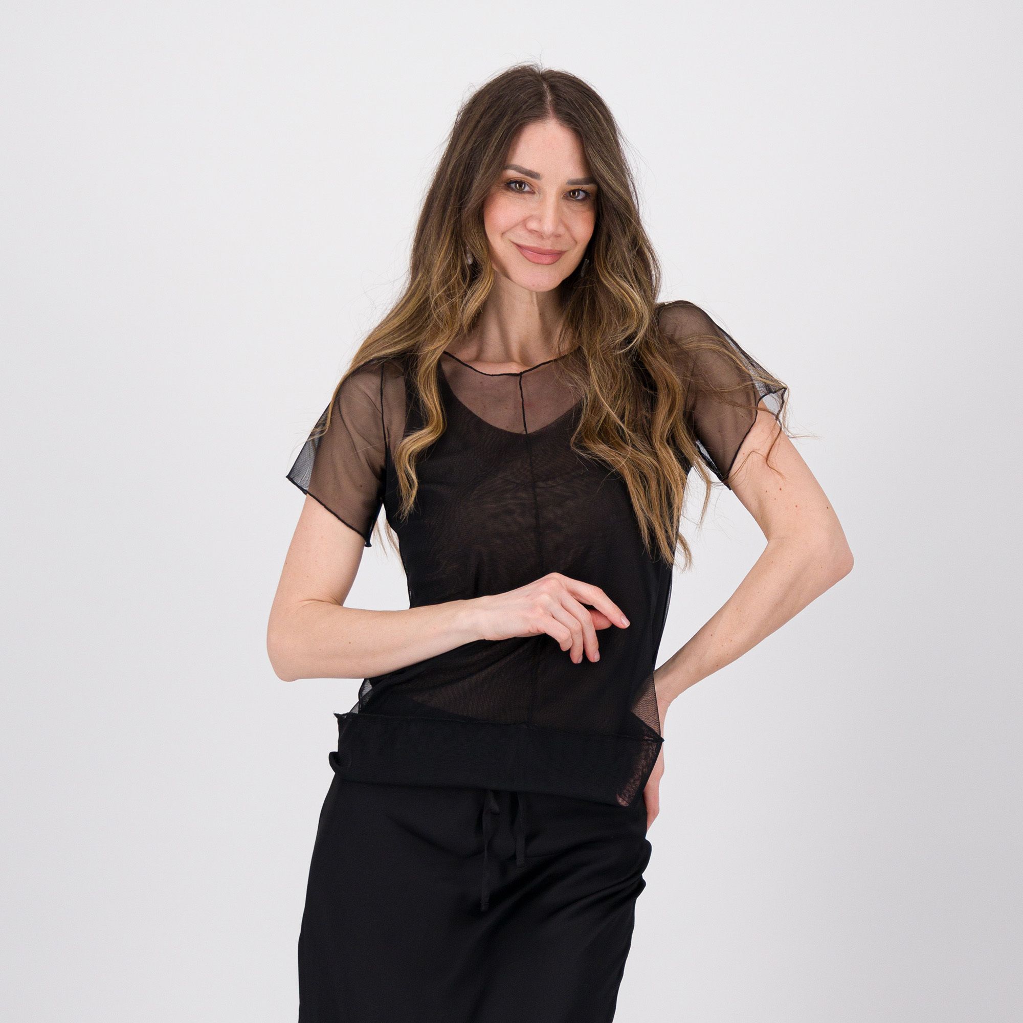 QVC Caterina Lancini Set 2 pezzi con maglia in tulle e canotta