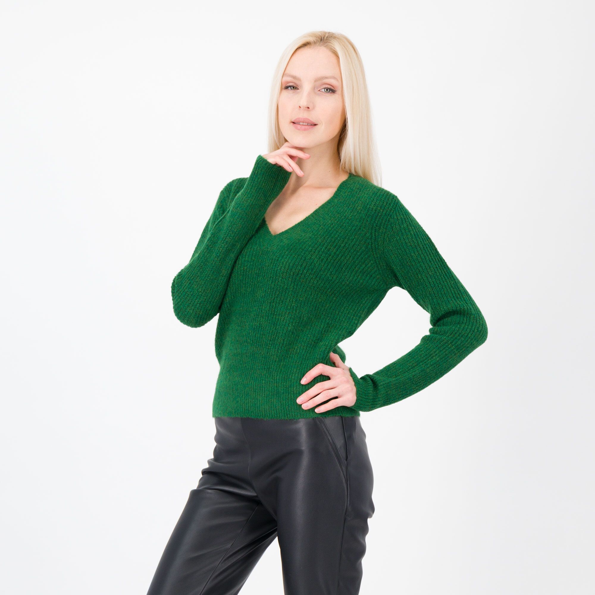 QVC HEKLA Maglia cropped a coste con scollo a V