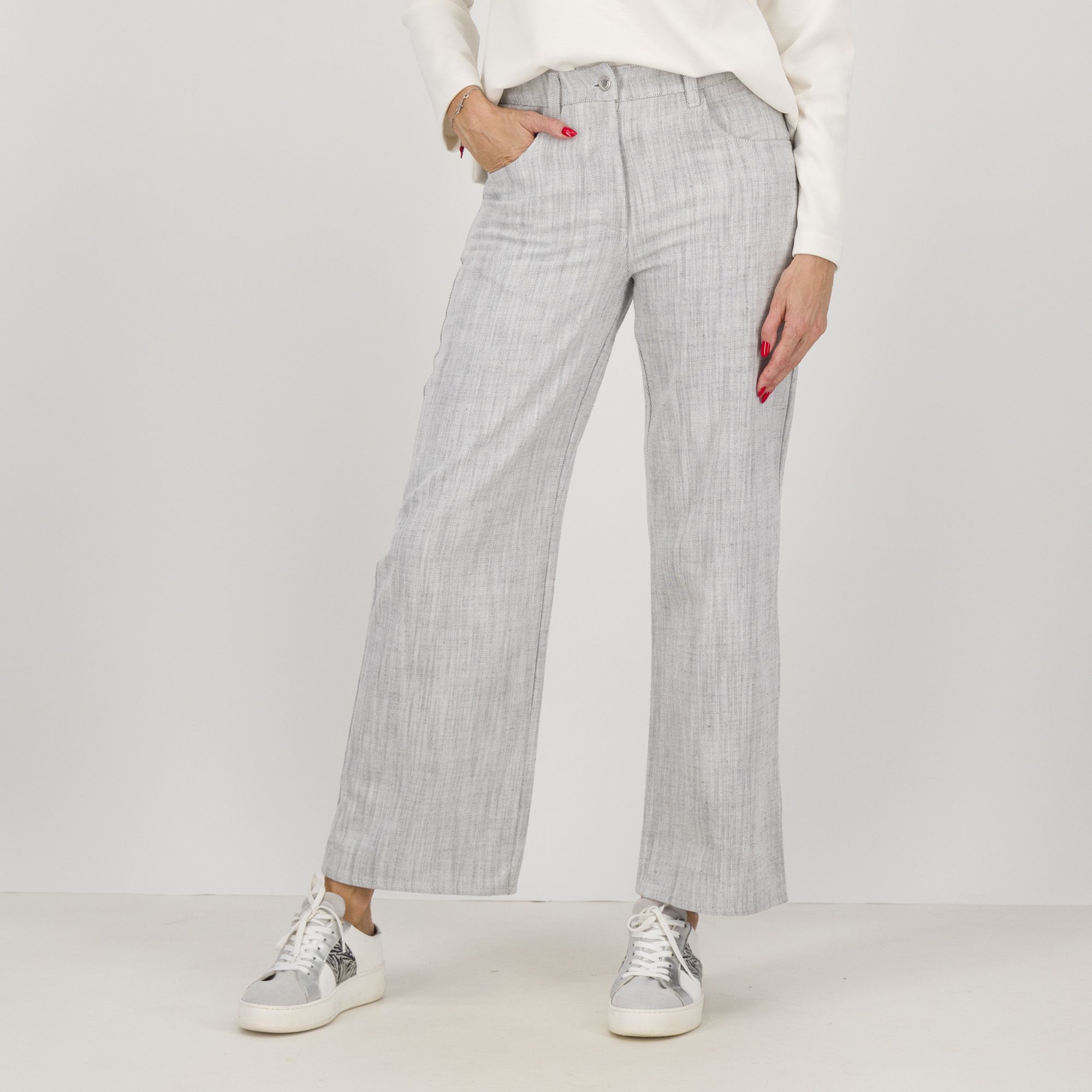 M’ama Jeans a gamba ampia in cotone con 5 tasche