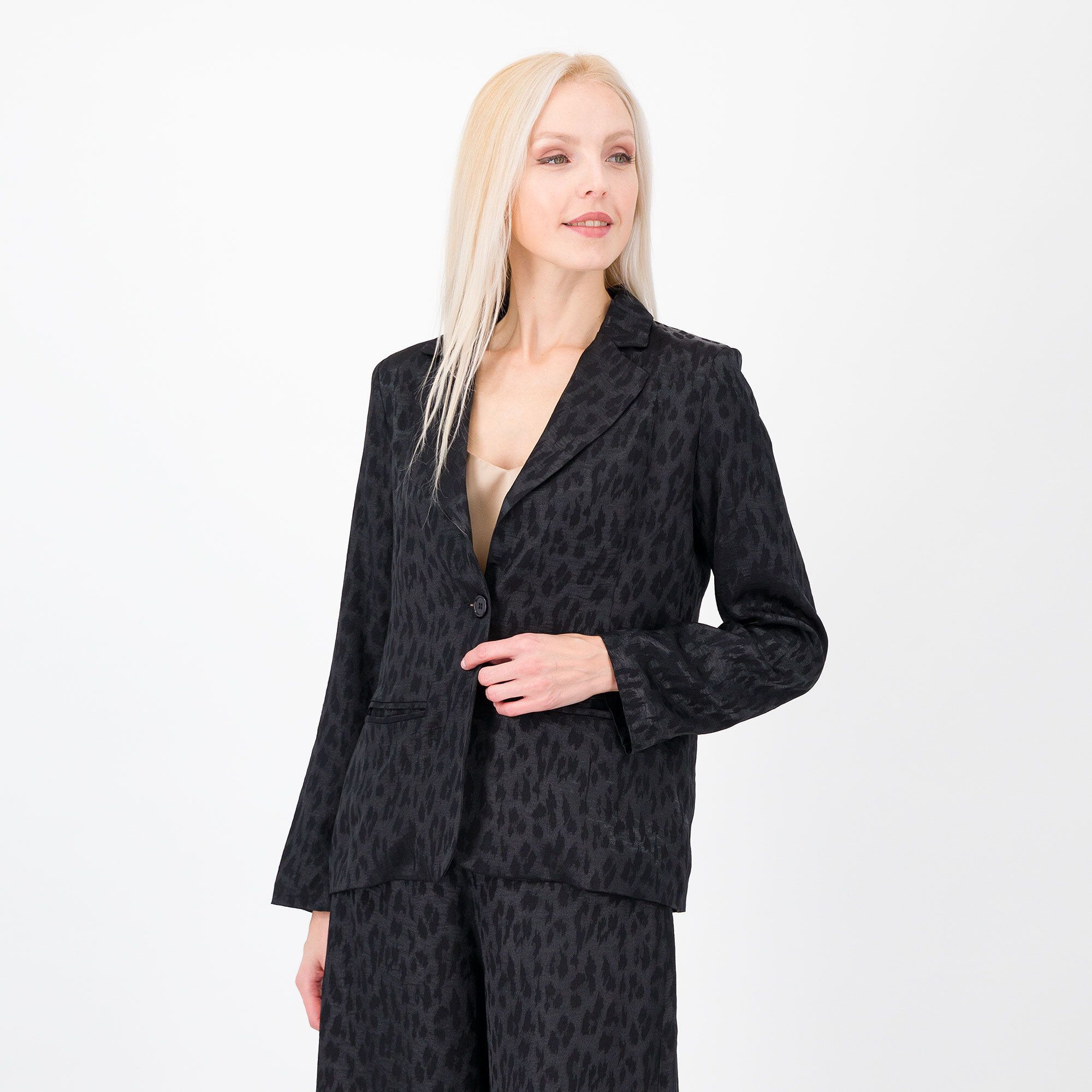 QVC PALAZZO MODA Blazer in raso jacquard leopardato