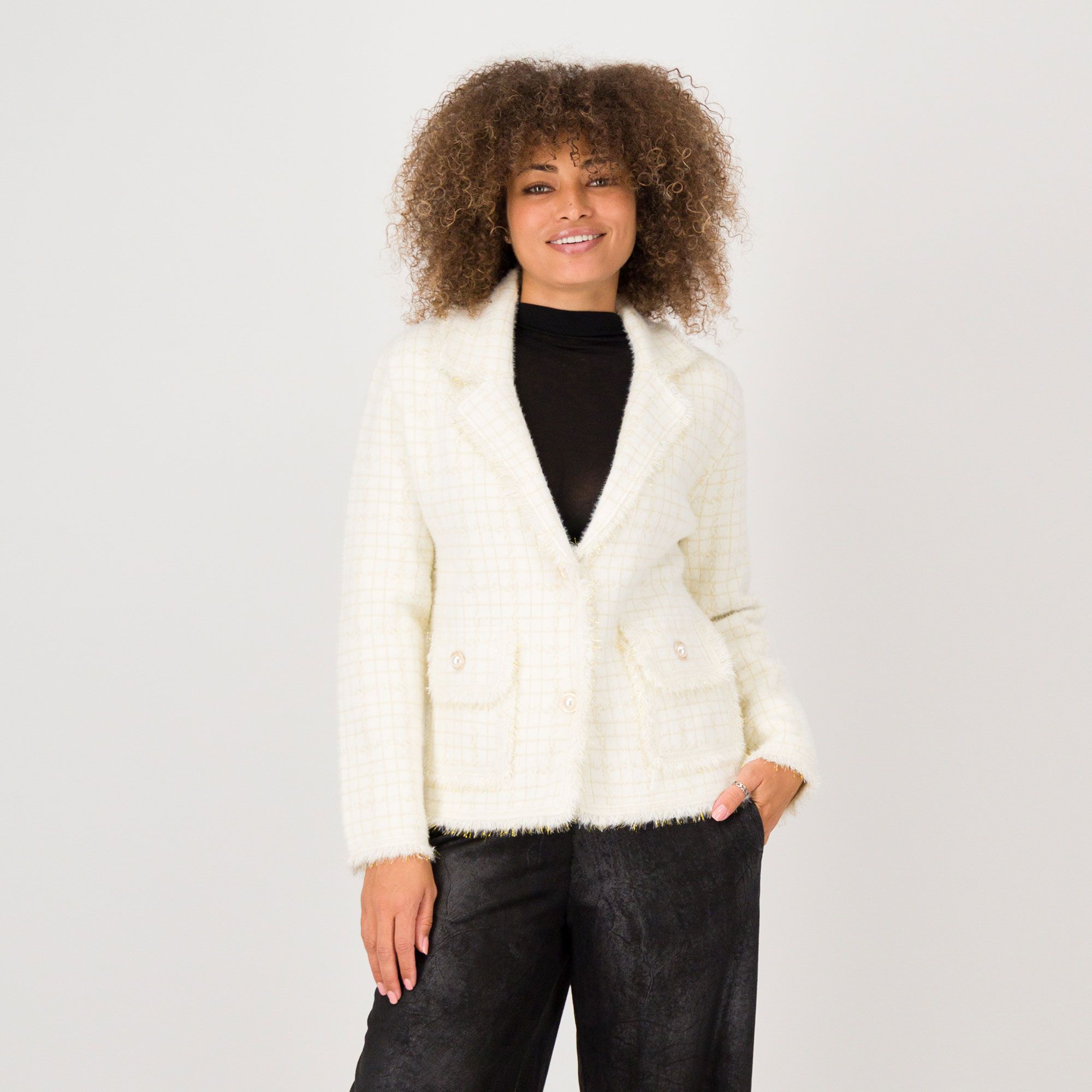 Rebeka Ross
Giacca blazer
in maglia
con lamé