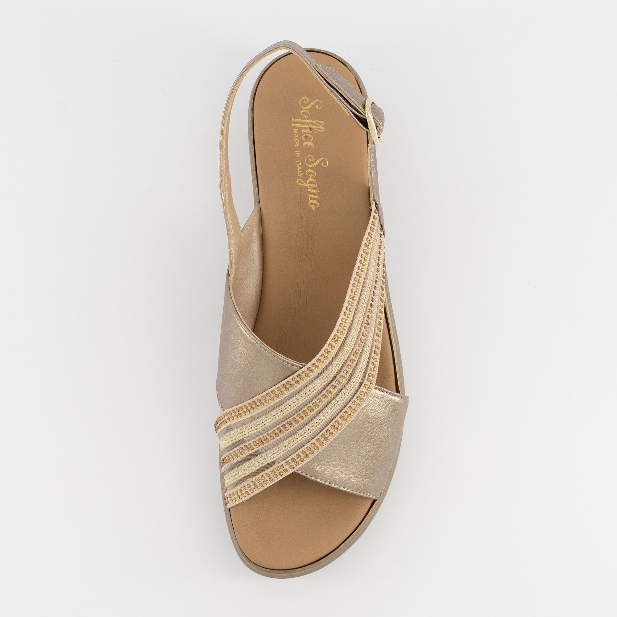 Soffice Sogno Sandali in pelle con fasce incrociate e zeppa 5,5 cm