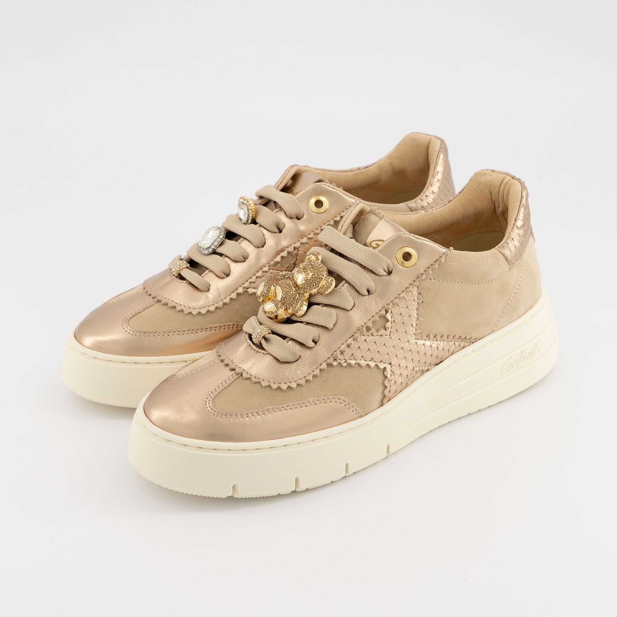 Galieti Sneaker in pelle con inserti e suola 4,5 cm