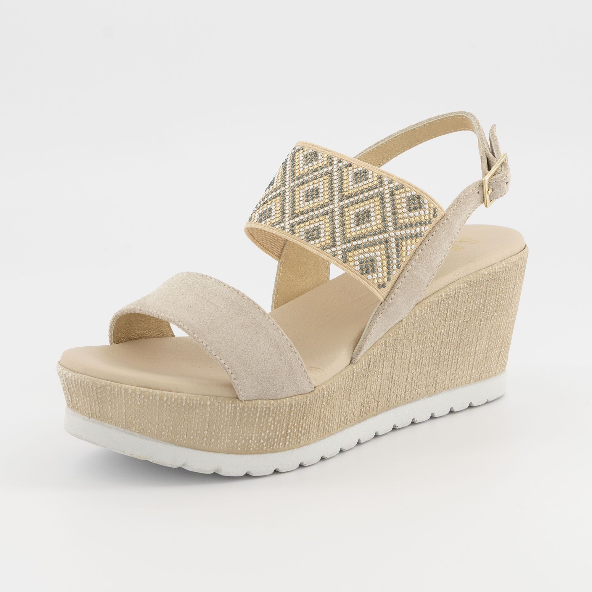 Soffice Sogno Sandali in pelle con fascia elastica e zeppa 7 cm