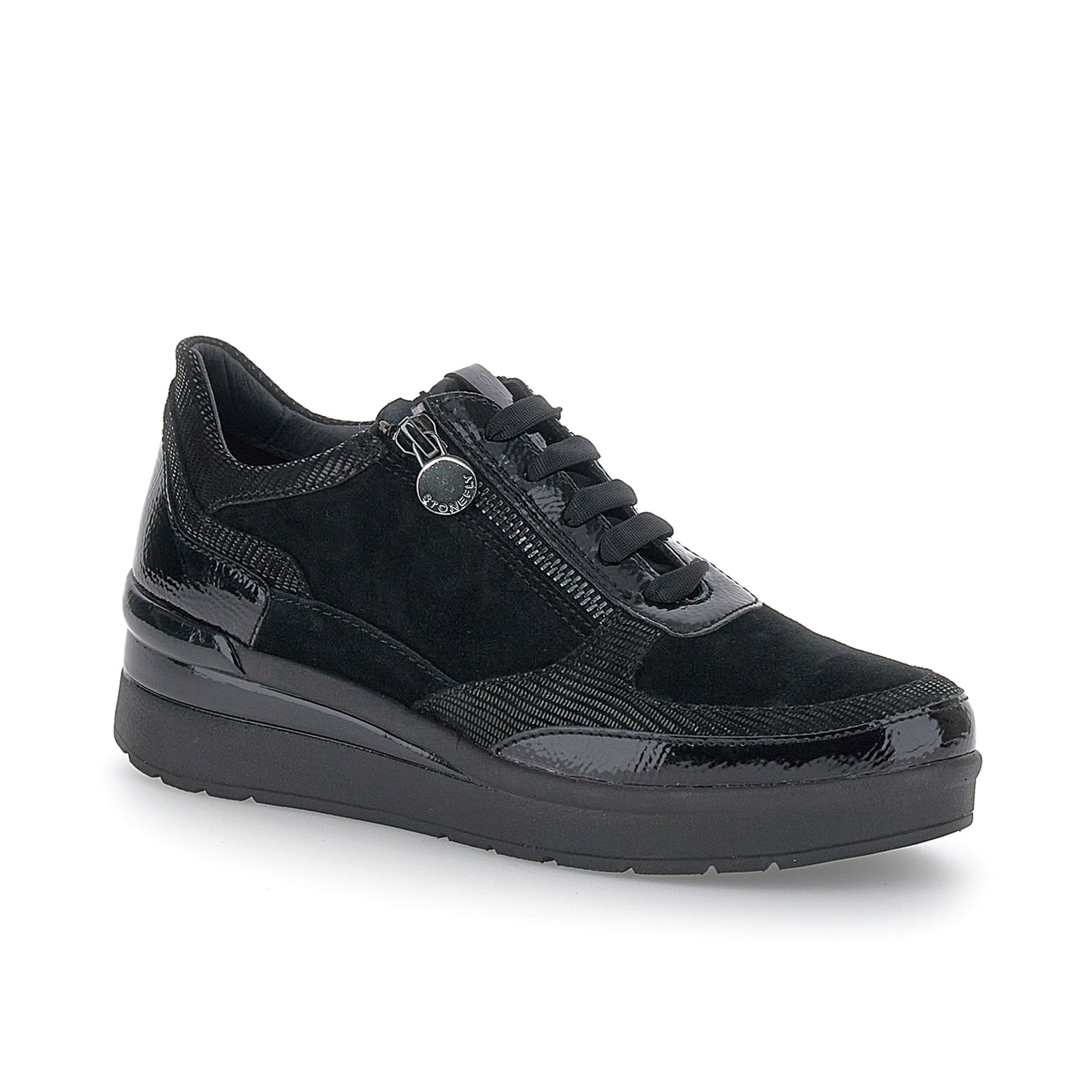 Stonefly Sneaker in pelle con zip laterale e suola 4 cm
