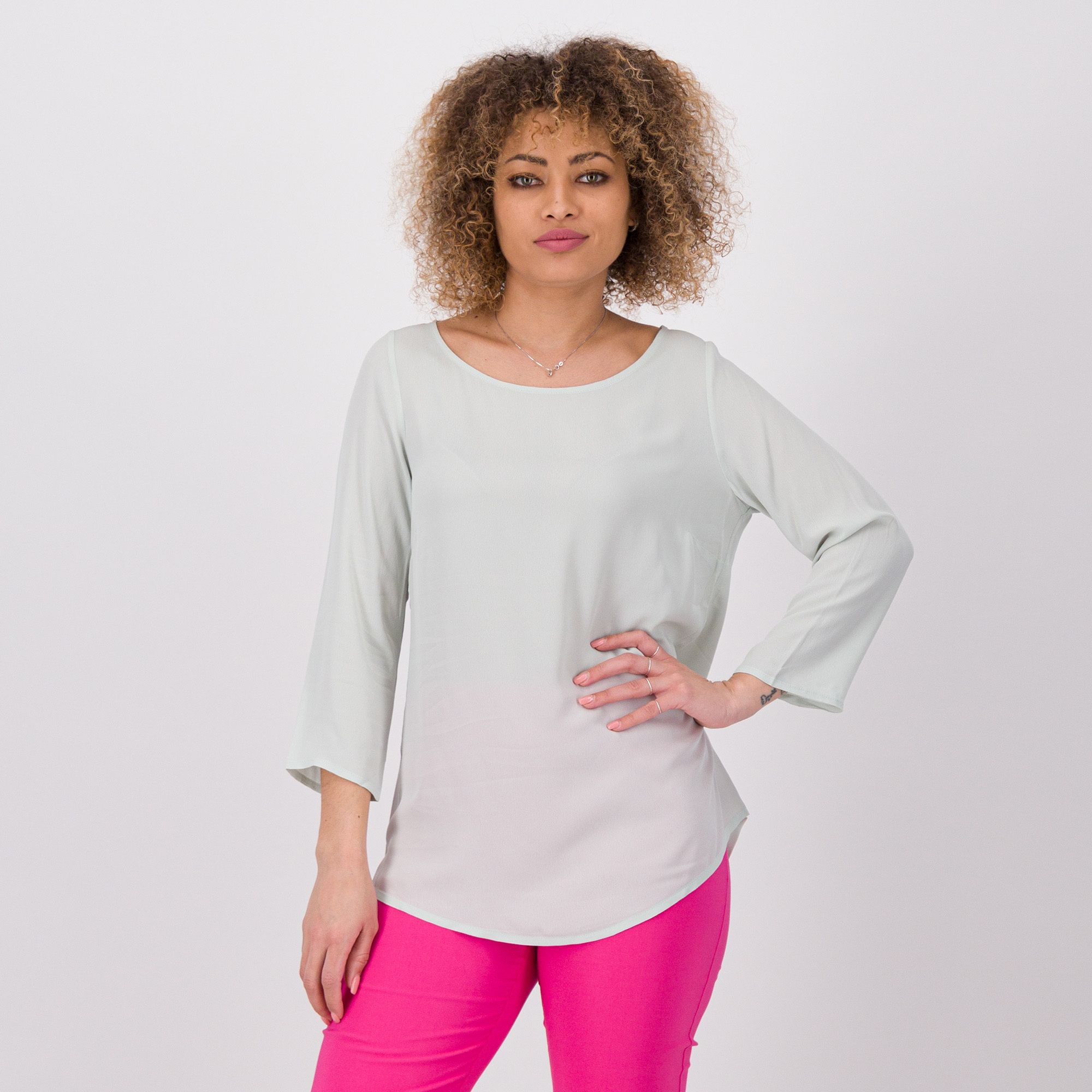 Image of Caterina Lancini Blusa in crêpe de chine con maniche 3/4061