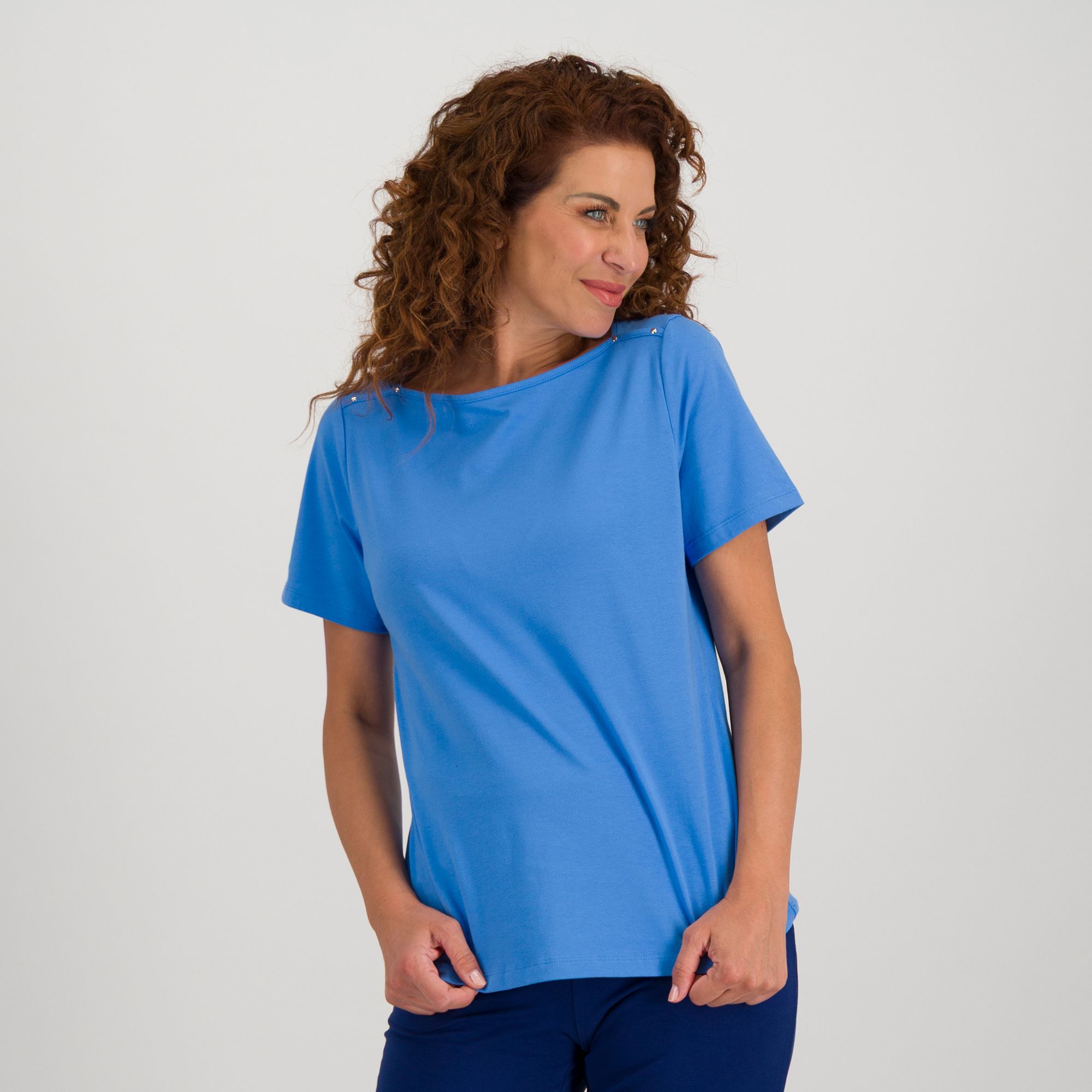 Denim & Co
T-shirt in cotone
con scollo a
barchetta