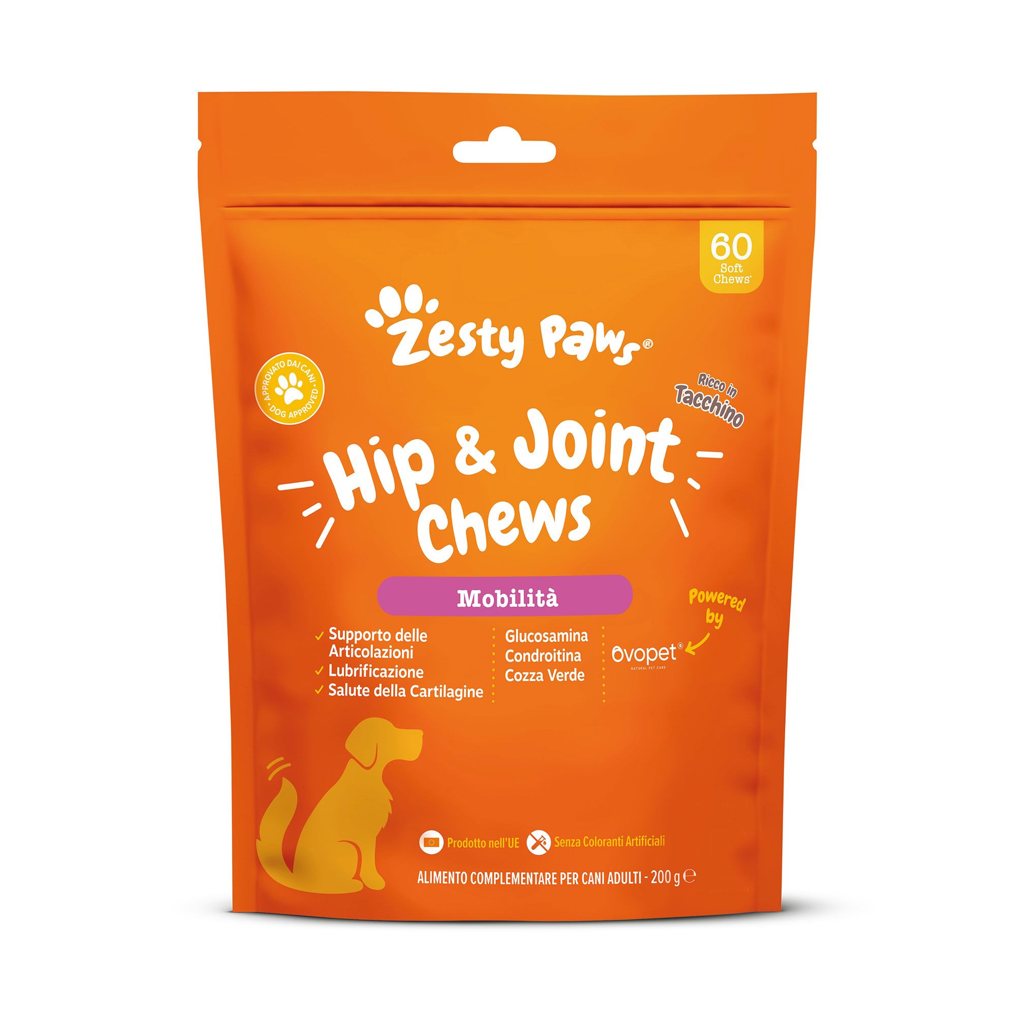 Zesty Paws
Integratore per cani
Hips&Joint
(60 bocconcini)