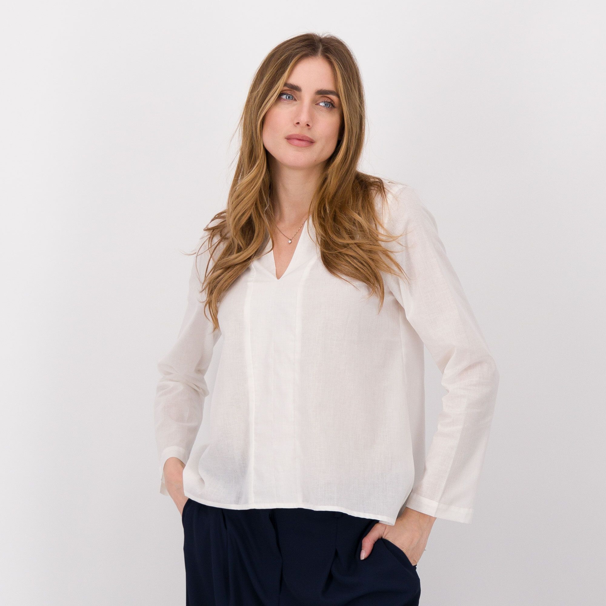 Image of Studio 19 Blusa in mussola di cotone a maniche lunghe061