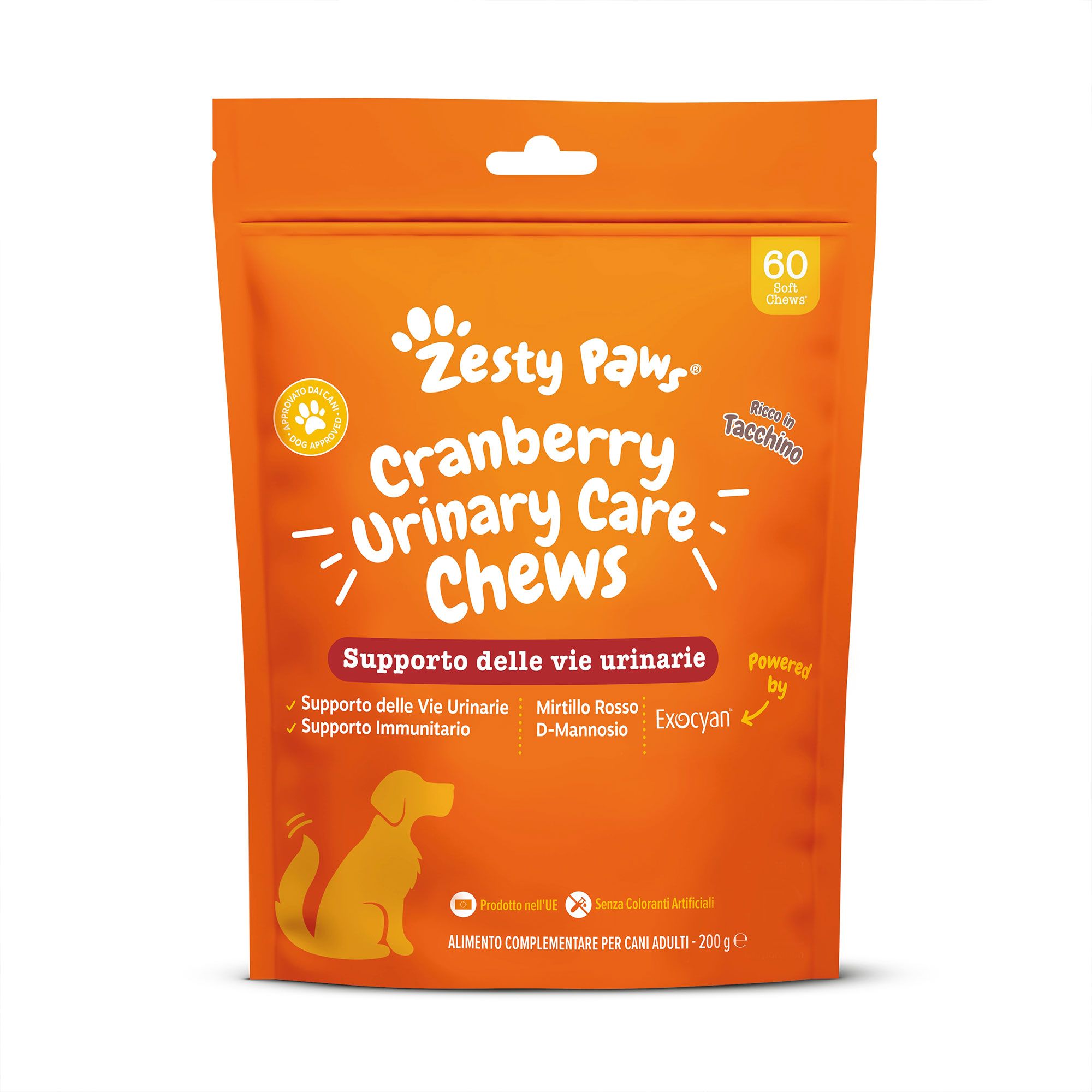 Zesty Paws
Integratore per cani
Cranberry Urinary
Care (60 pz - 200 g)