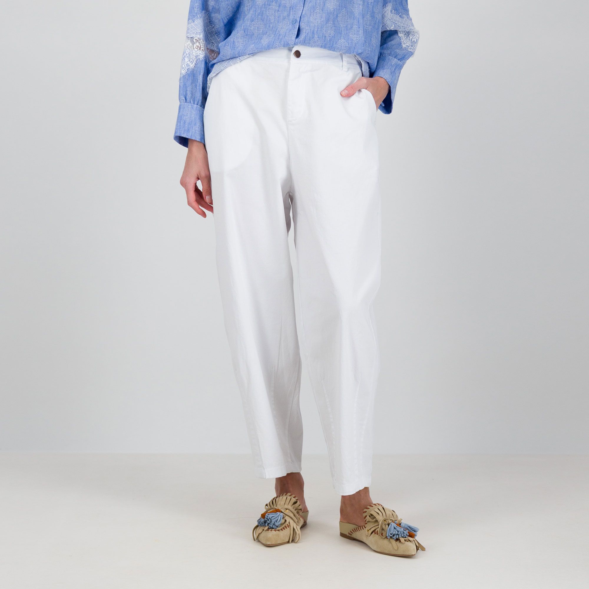 Enjoy Pantaloni barrell in levantina dii cotone con elastico