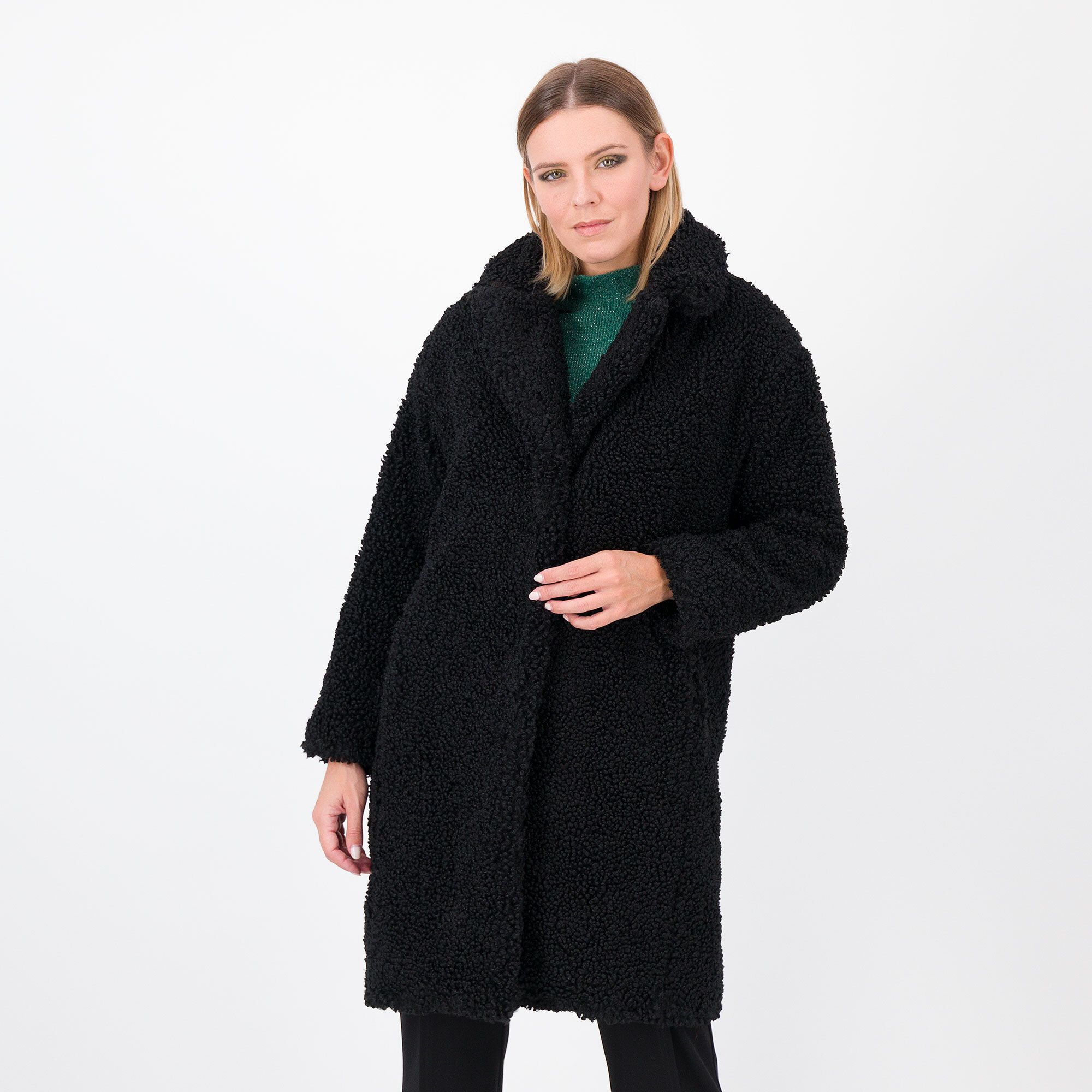 QVC Officina della Moda Cappotto Teddy con rever