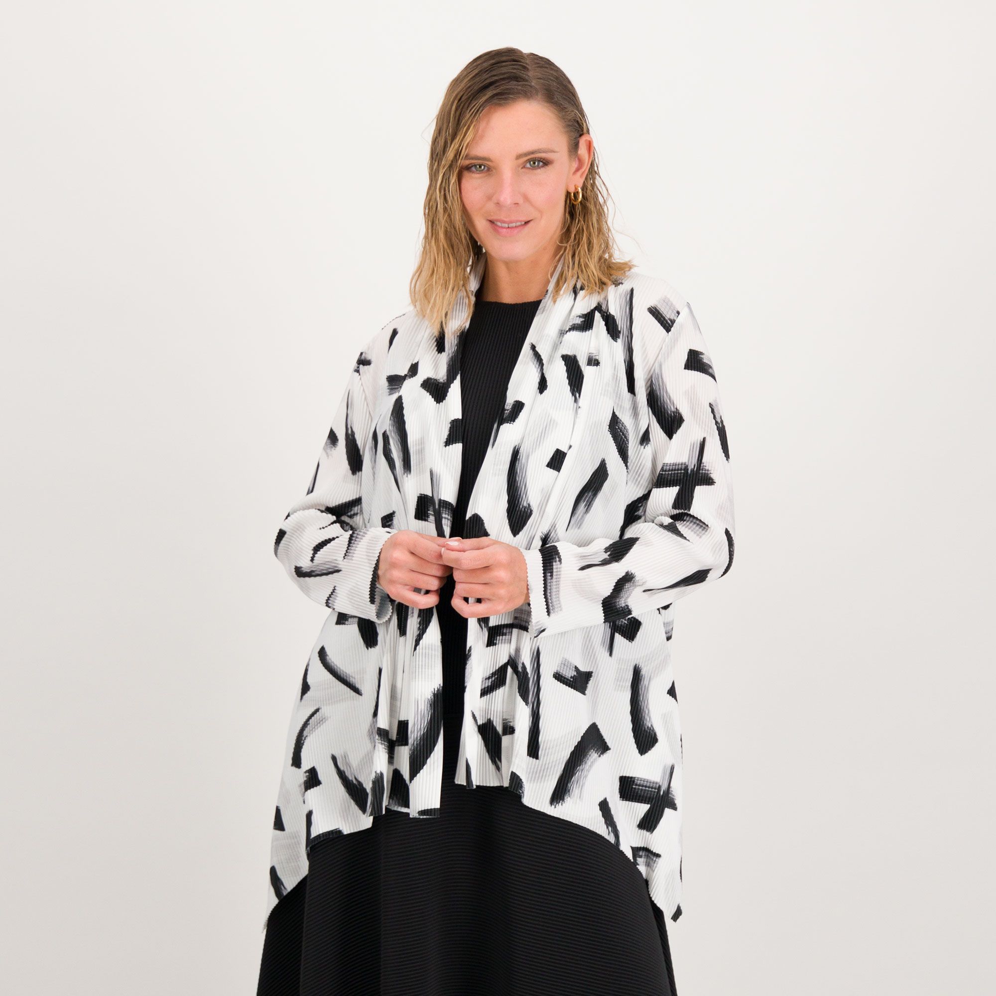 Wynne Layers Cardigan a maniche lunghe in maglia microplissé