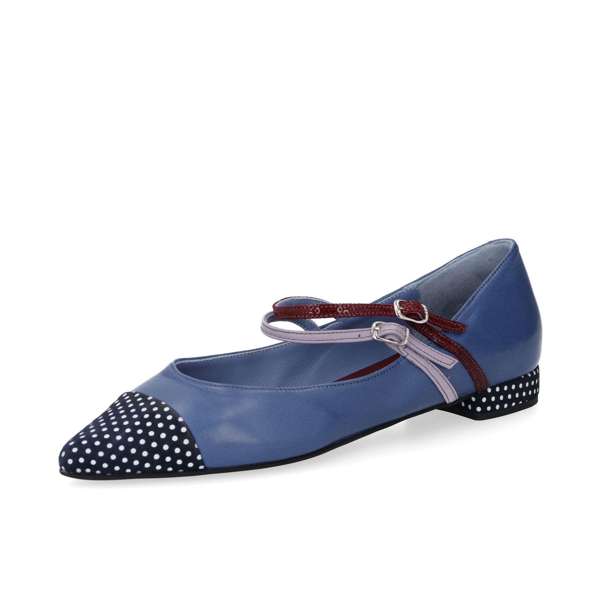 Ebarrito
Mary Jane a punta
in pelle patchwork
con tacco 2cm