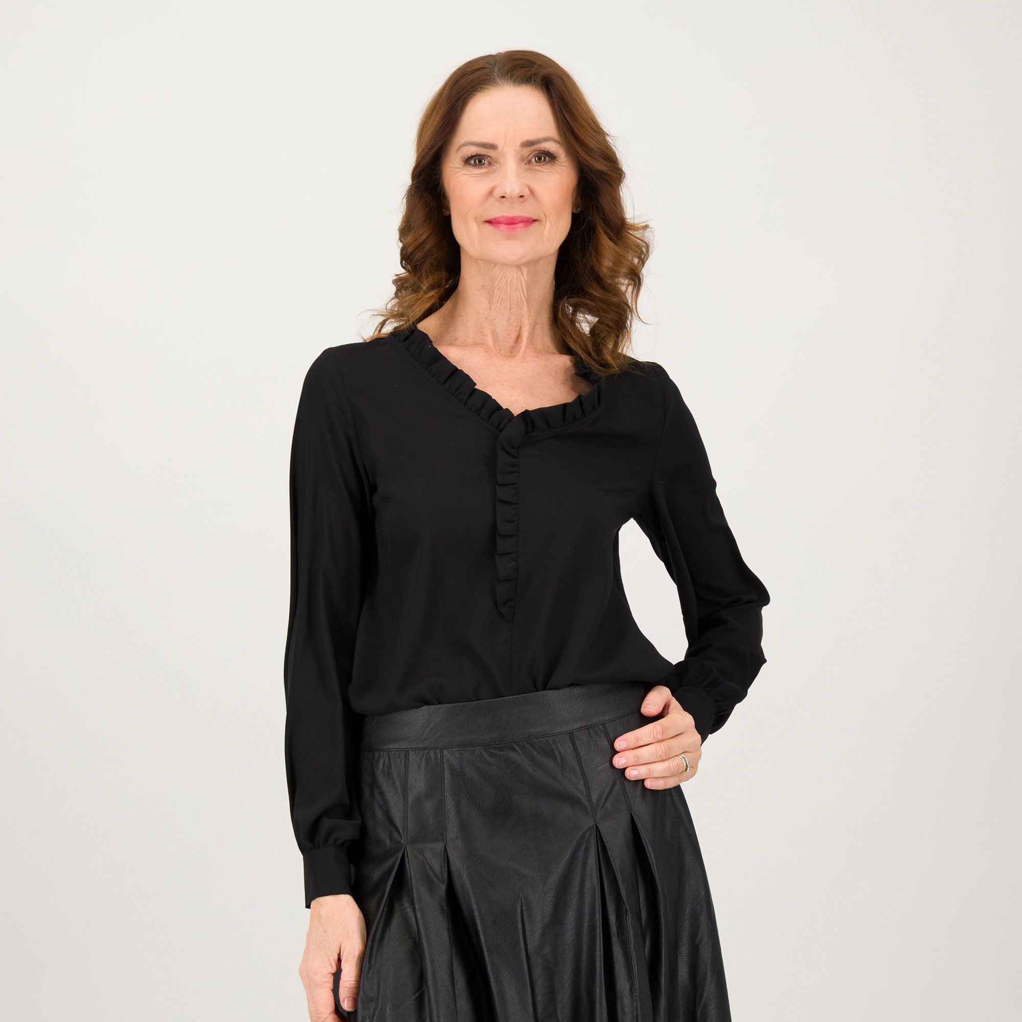 Officina della Moda Blusa con rouche a maniche lunghe