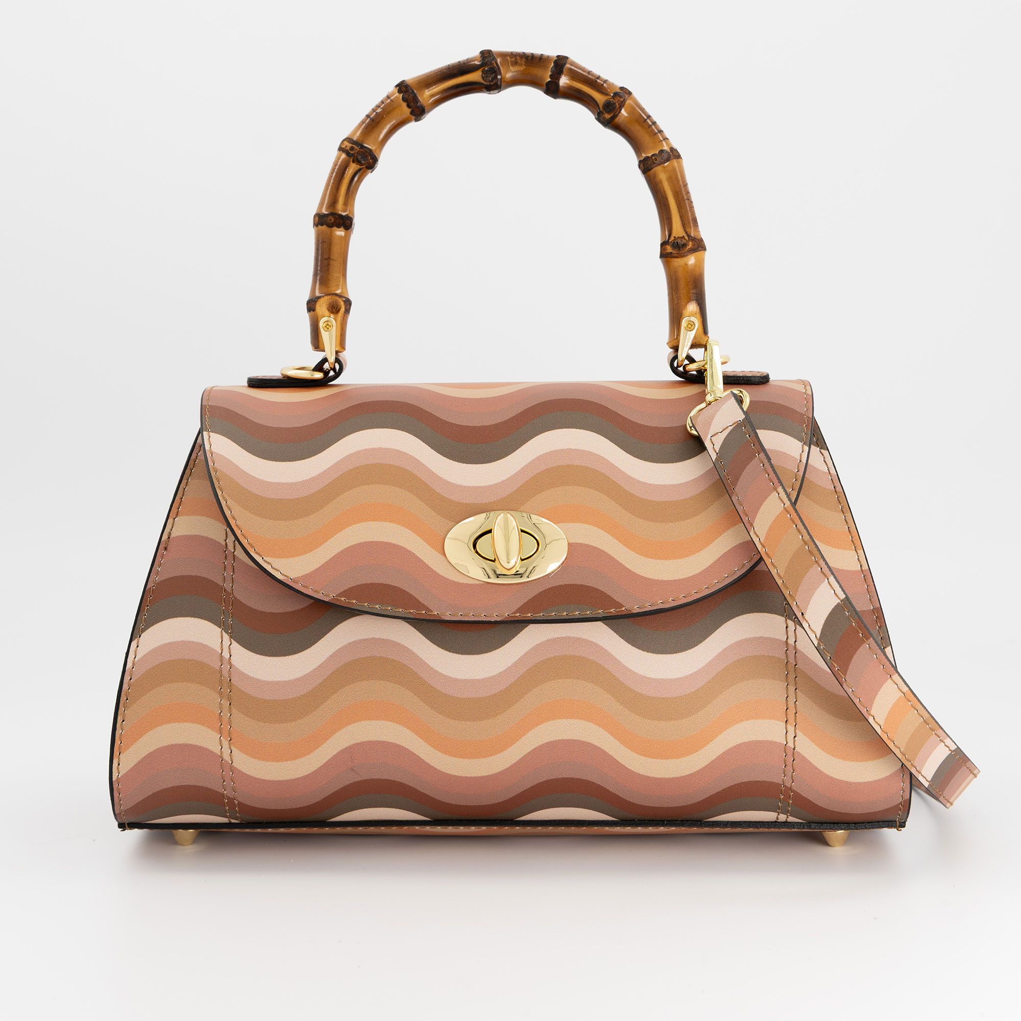  Elba Tuscany
Borsa a mano
bauletto in pelle
con manico bamboo