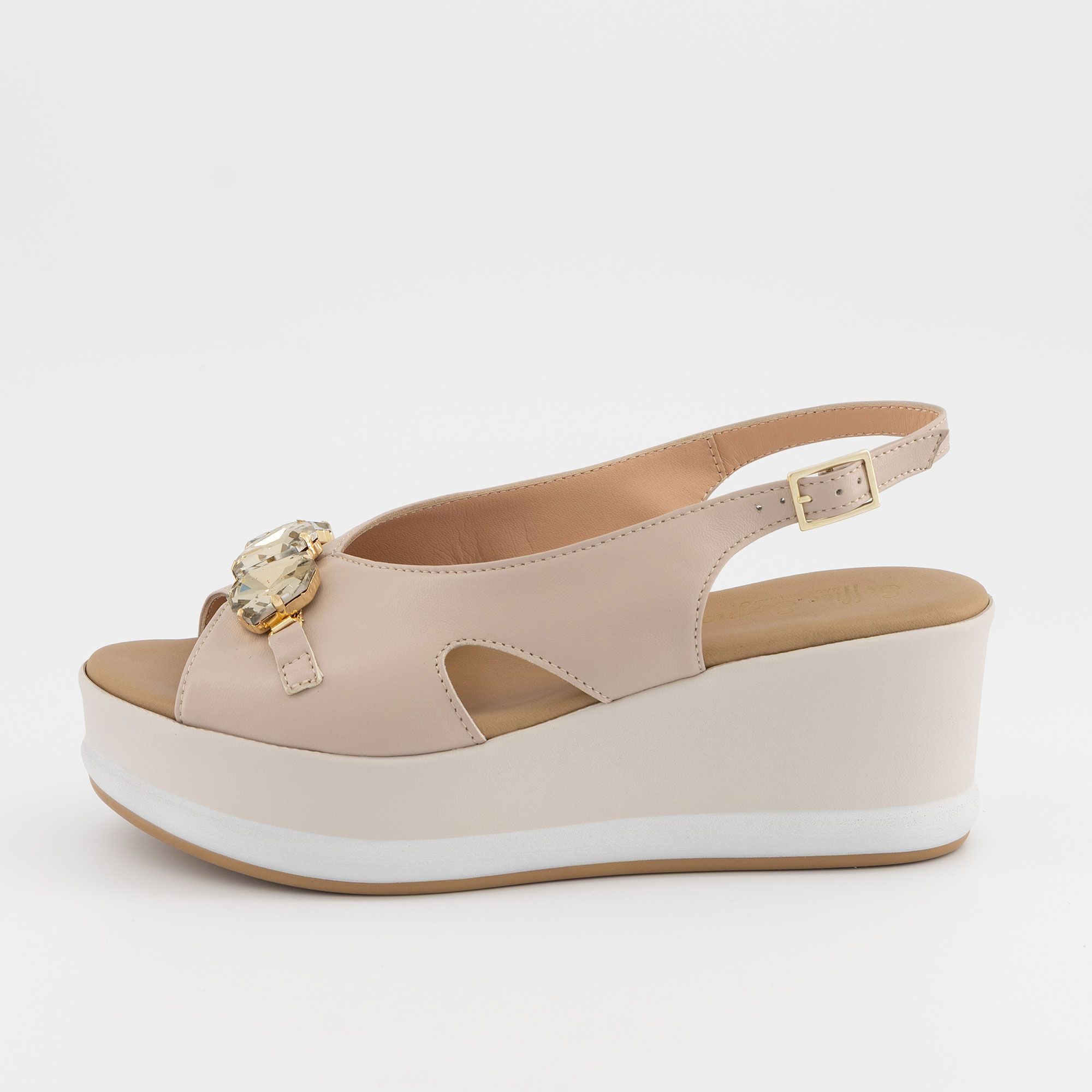 Soffice Sogno Sandali in pelle con accessorio gioiello e tacco 7 cm
