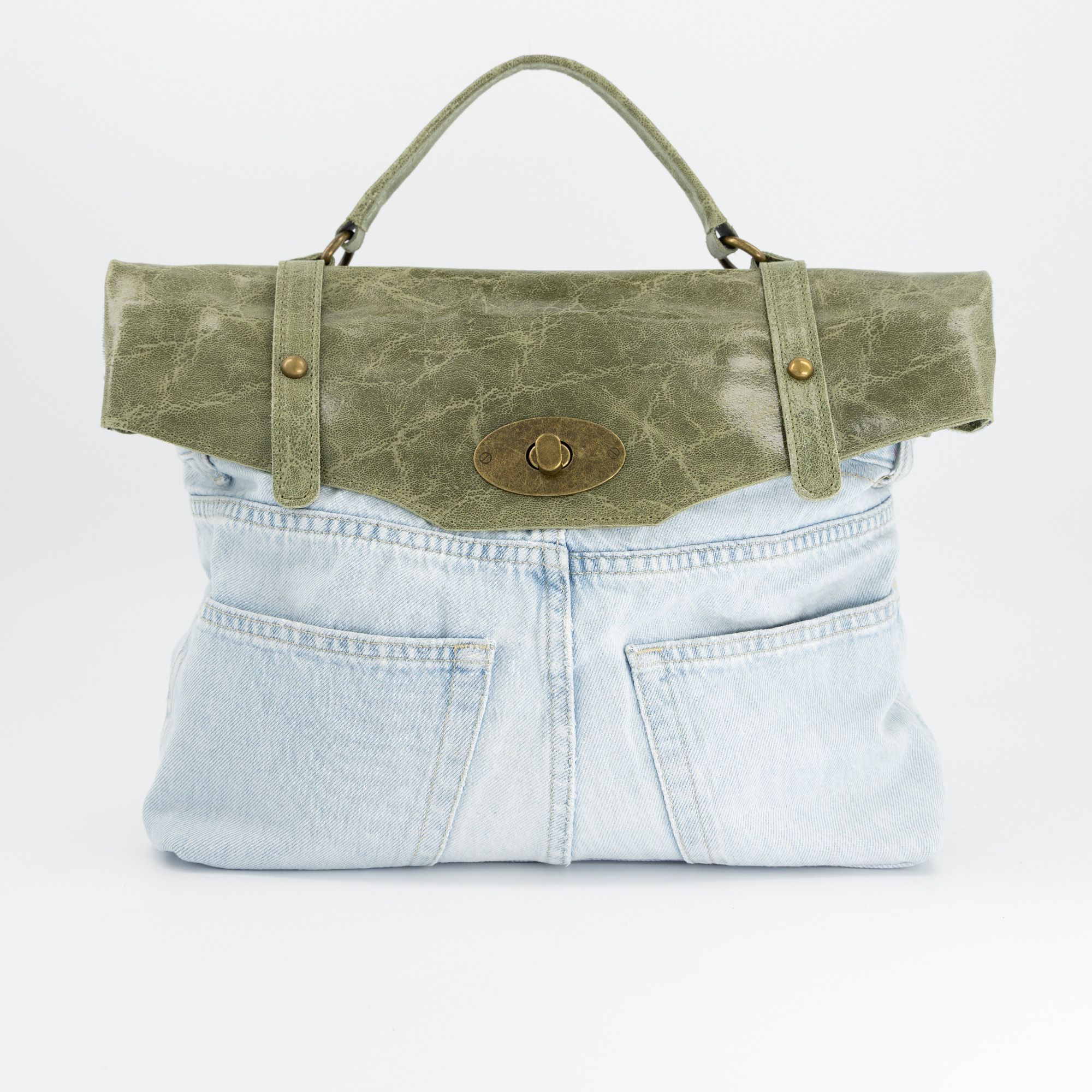 Le Corone Bags
Borsa a mano in
pelle jeans con
manico superiore