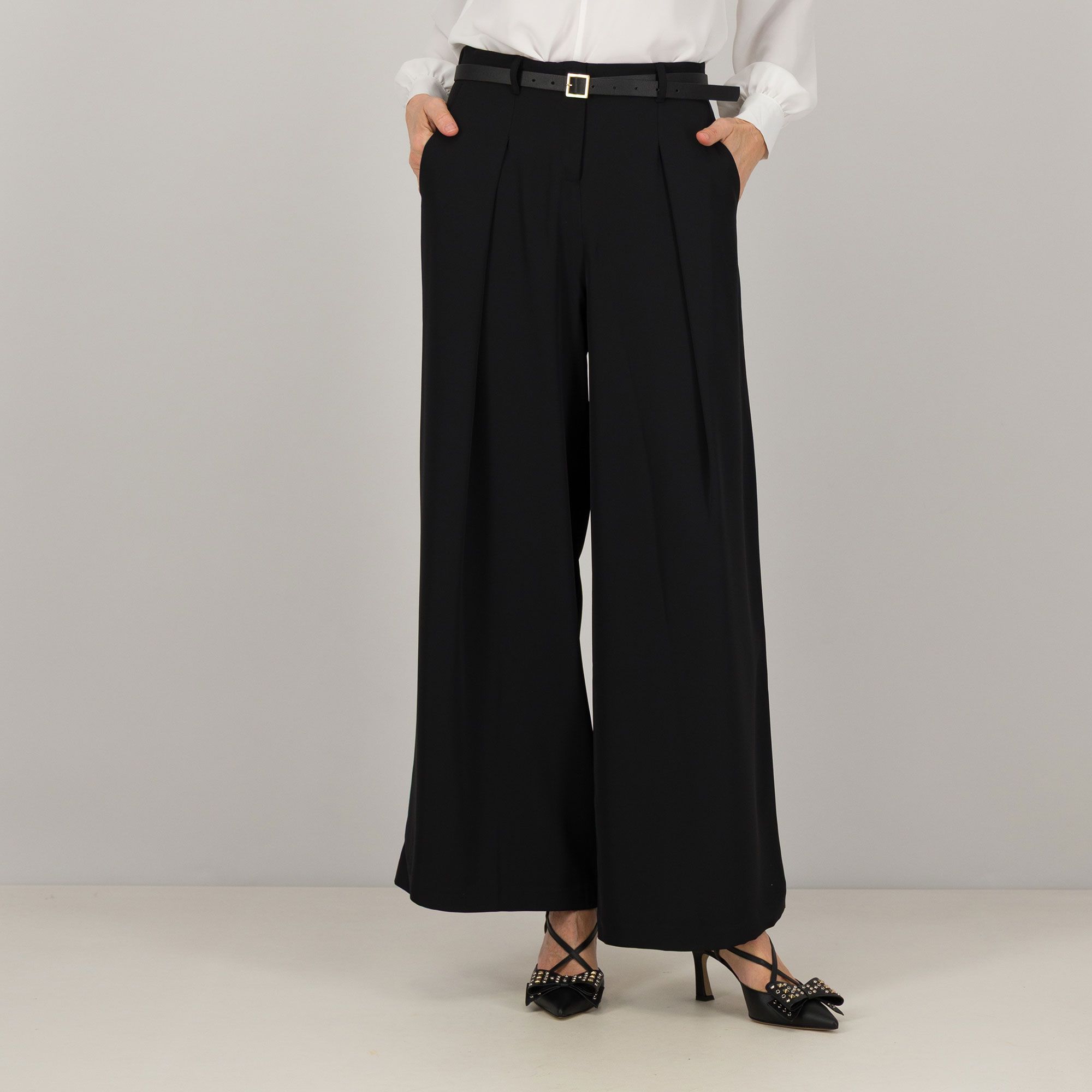 Officina della Moda Pantapalazzo in tessuto fluido con elastico