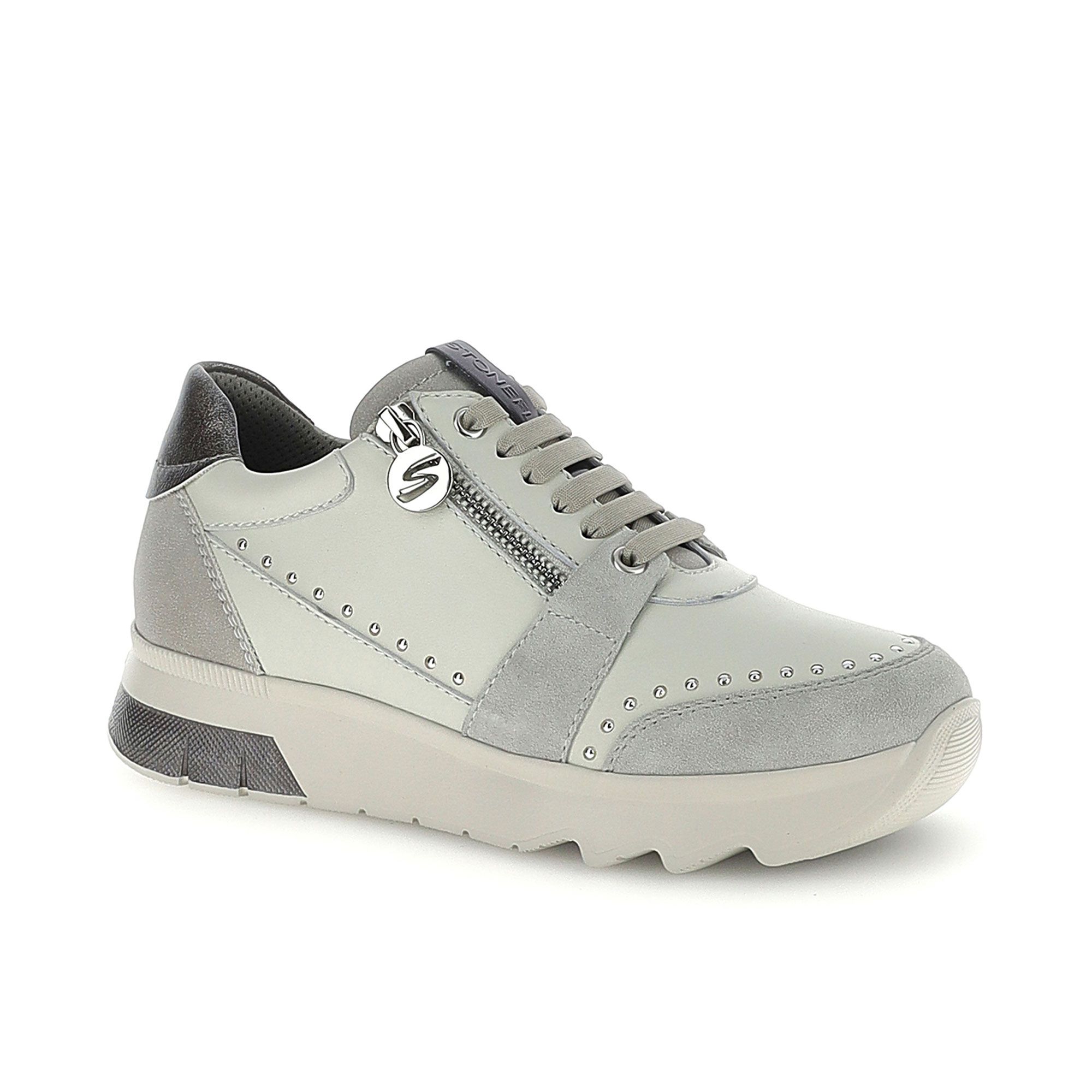 Stonefly
Sneaker stringate
con zip laterale e
borchiette decorative