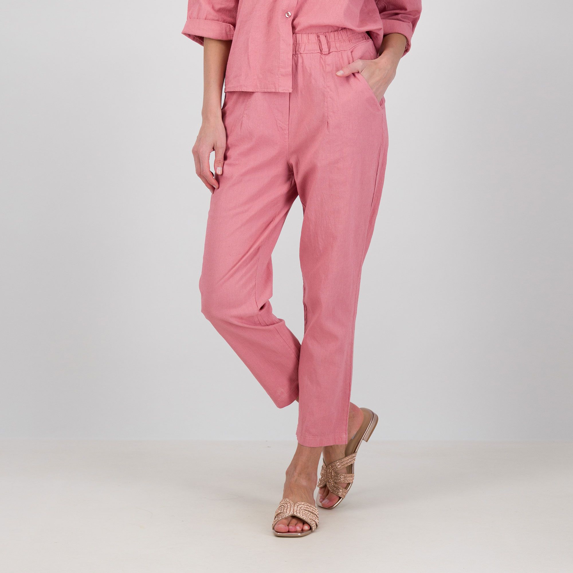 EVA Franco Ciambella
Pantaloni in misto
lino e cotone
con elastico