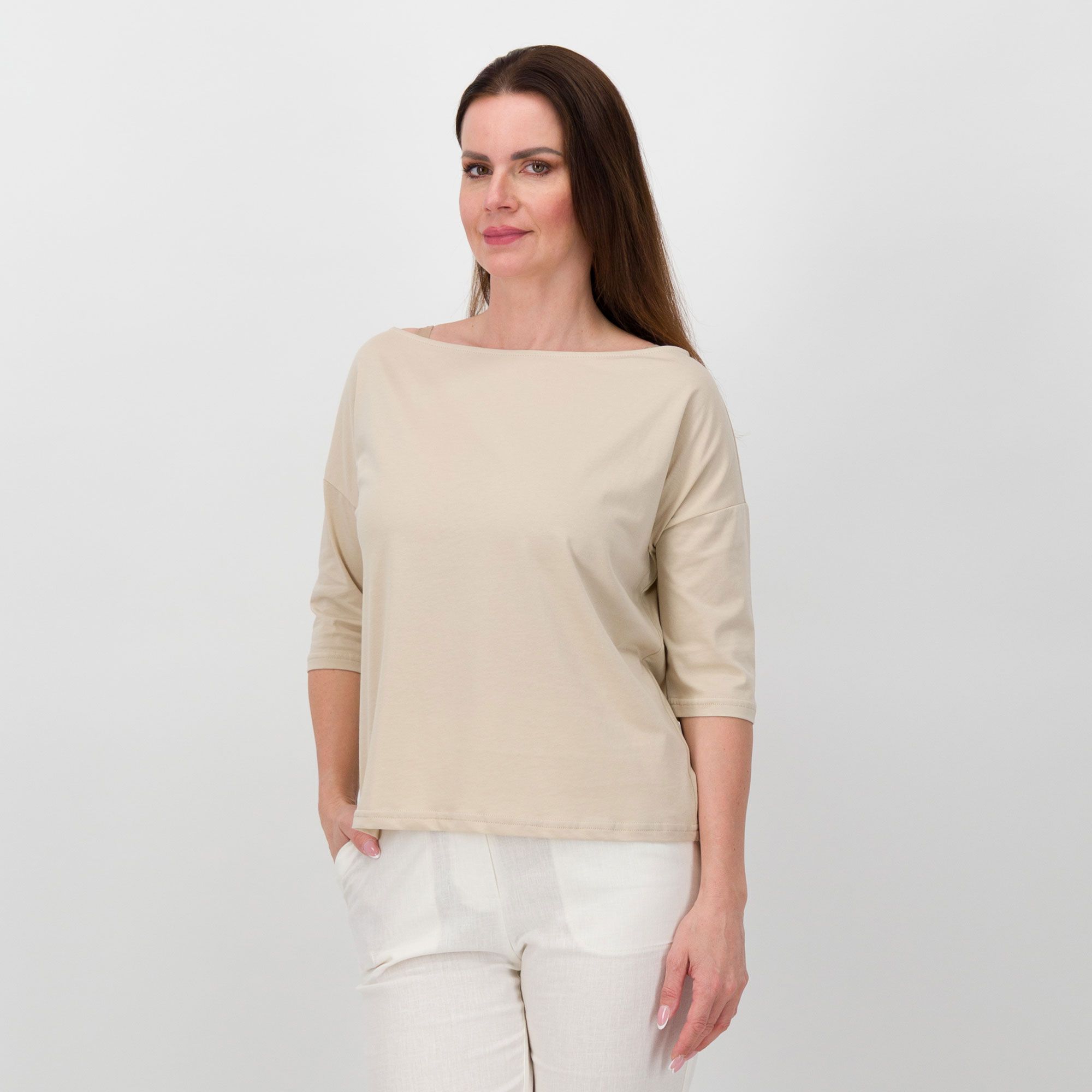 Caterina Lancini T-shirt in cotone con scollo a barchetta