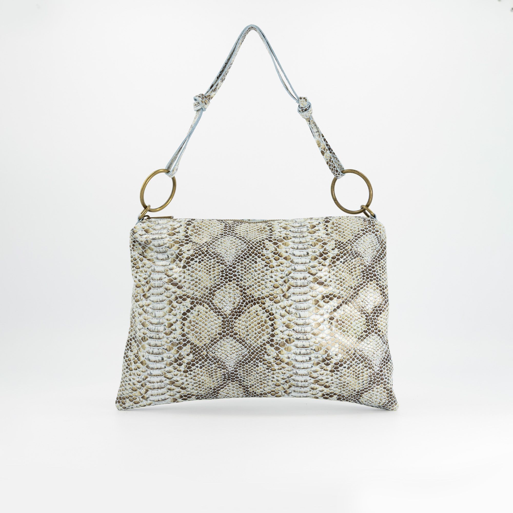 Le Corone Bags Borsa a spalla in pelle stampa pitone con tracolla