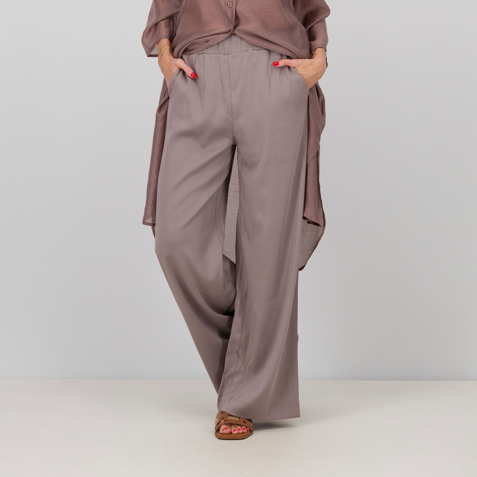 Caterina Lancini Pantaloni lunghi a gampa ampia con elastico