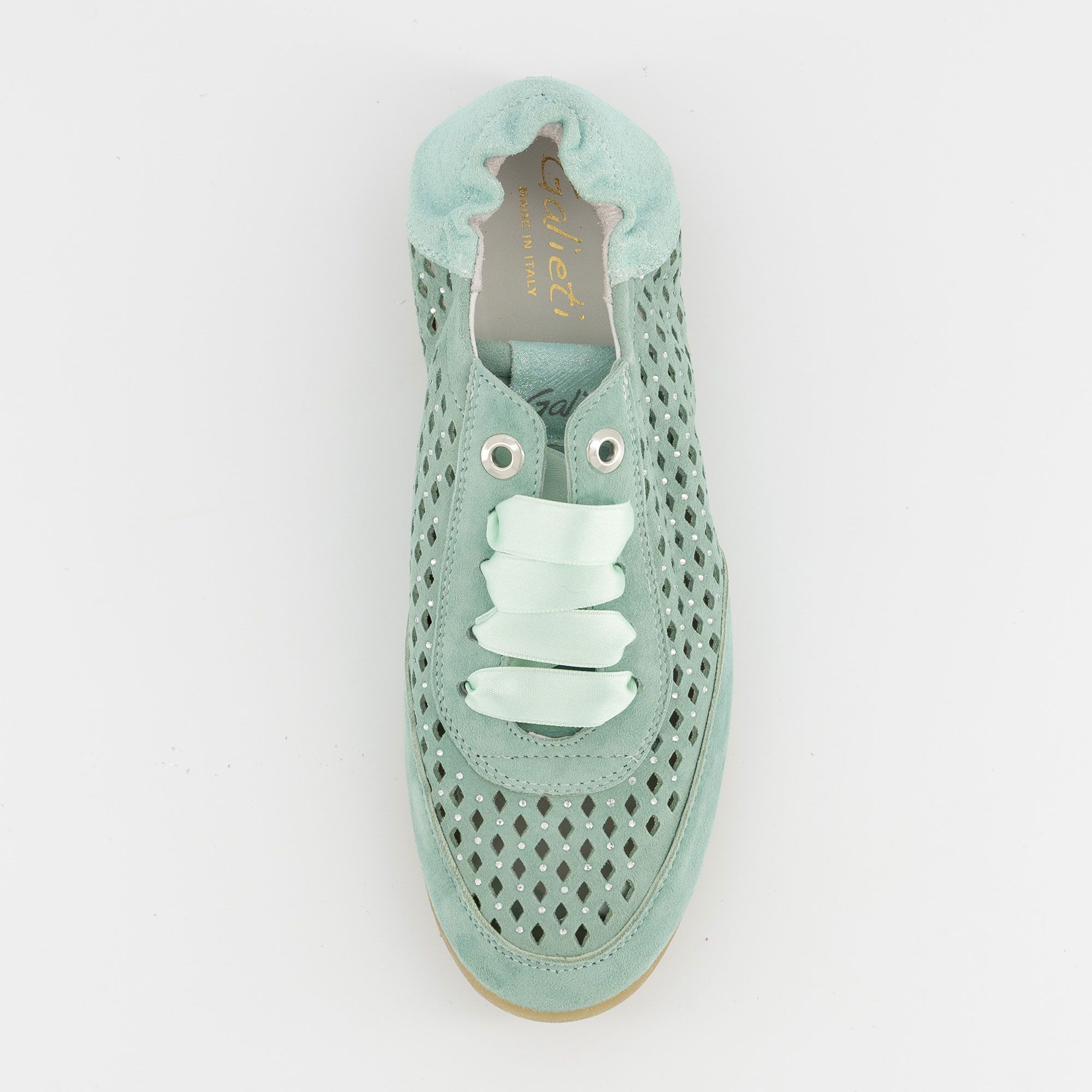 Galieti Sneaker in pelle traforata con inserti e suola 2 cm