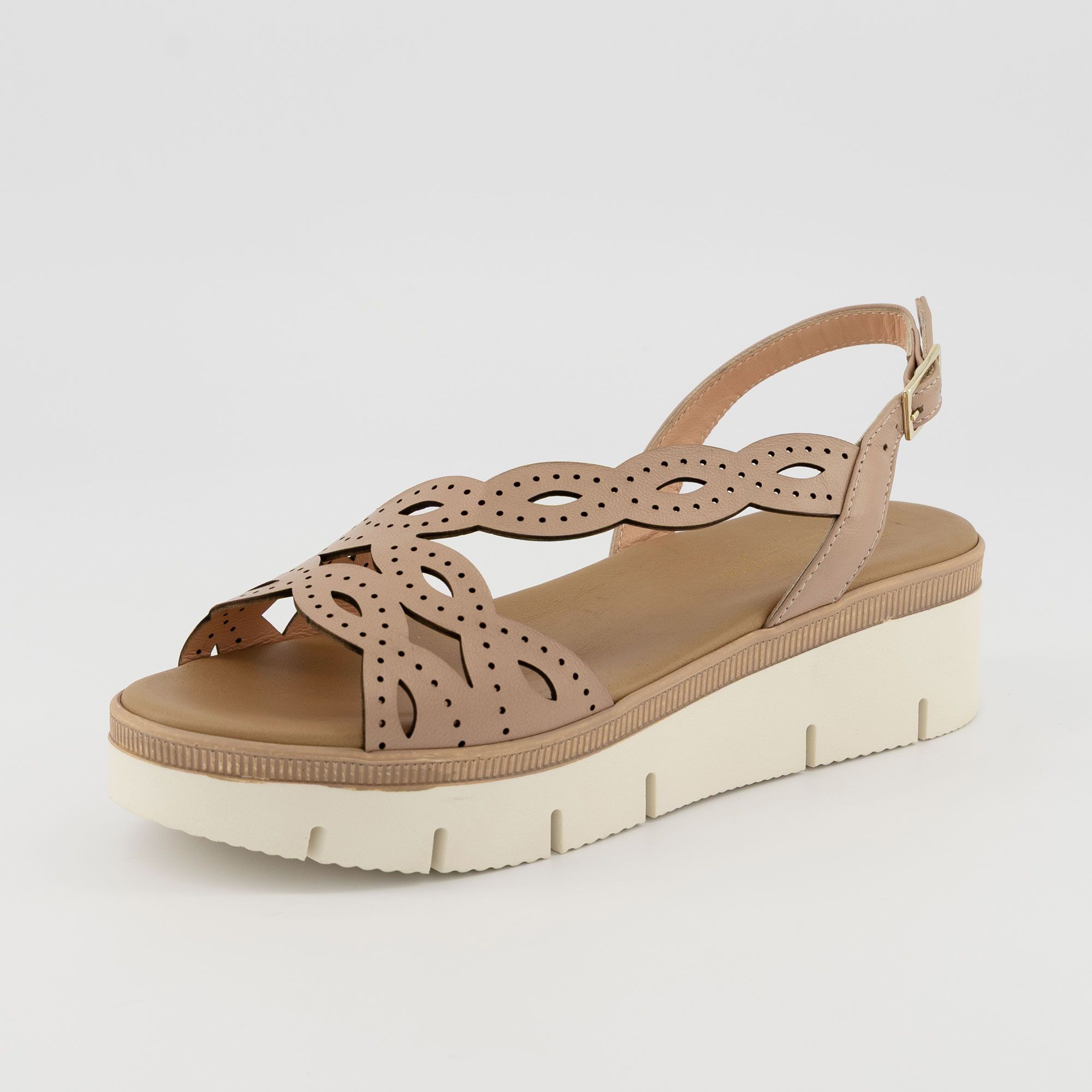 Soffice Sogno Sandali in pelle con due fascette e zeppa 4,5 cm