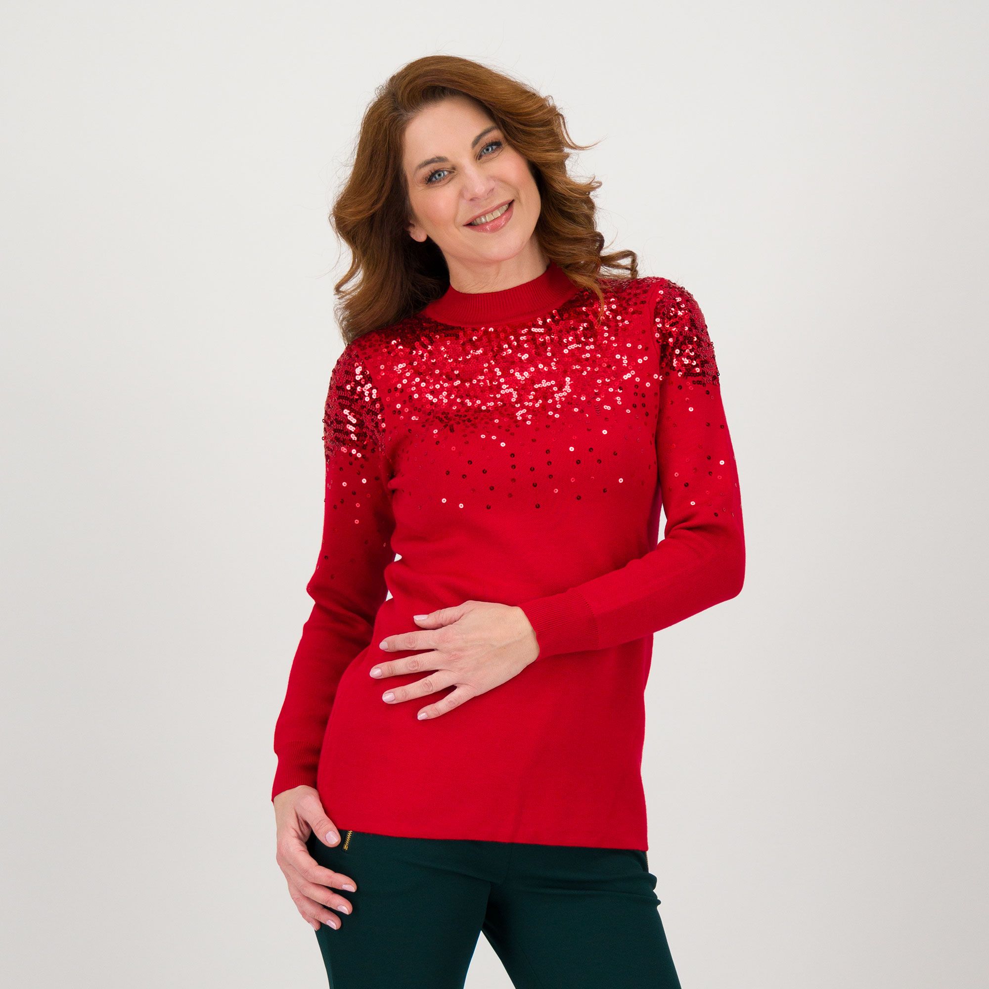 Image of Nina Leonard Maglia collo a lupetto con paillettes061