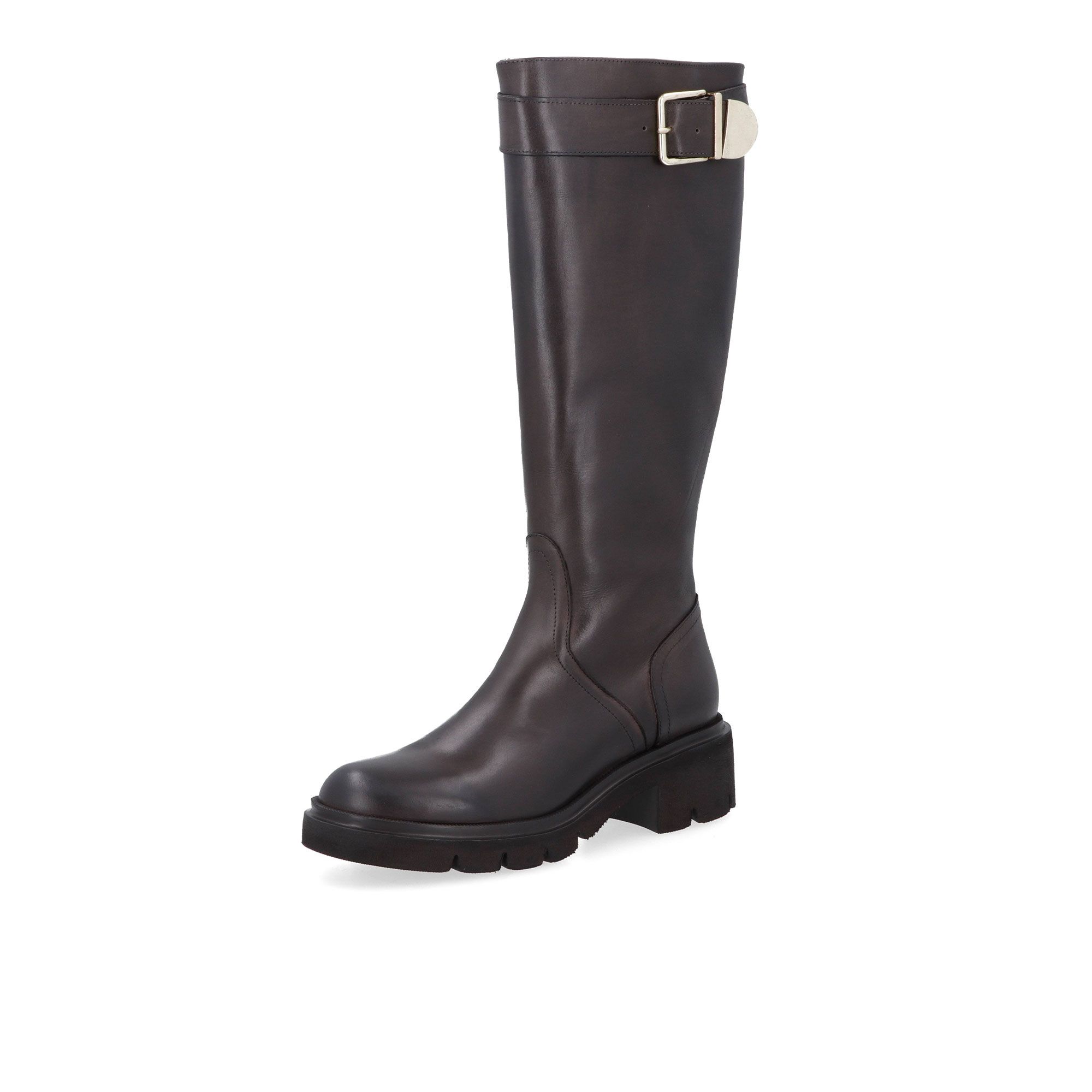 Galieti
Stivali in pelle
con maxi fibbia
e tacco 4cm