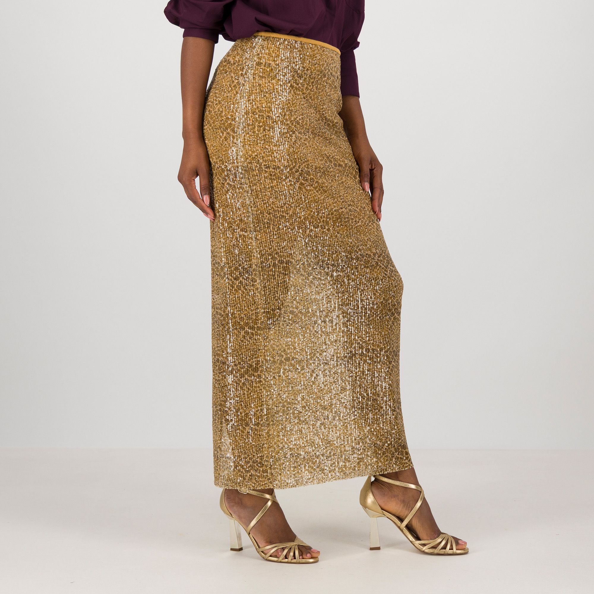 Caterina Lancini Gonna lunga in paillettes con elastico