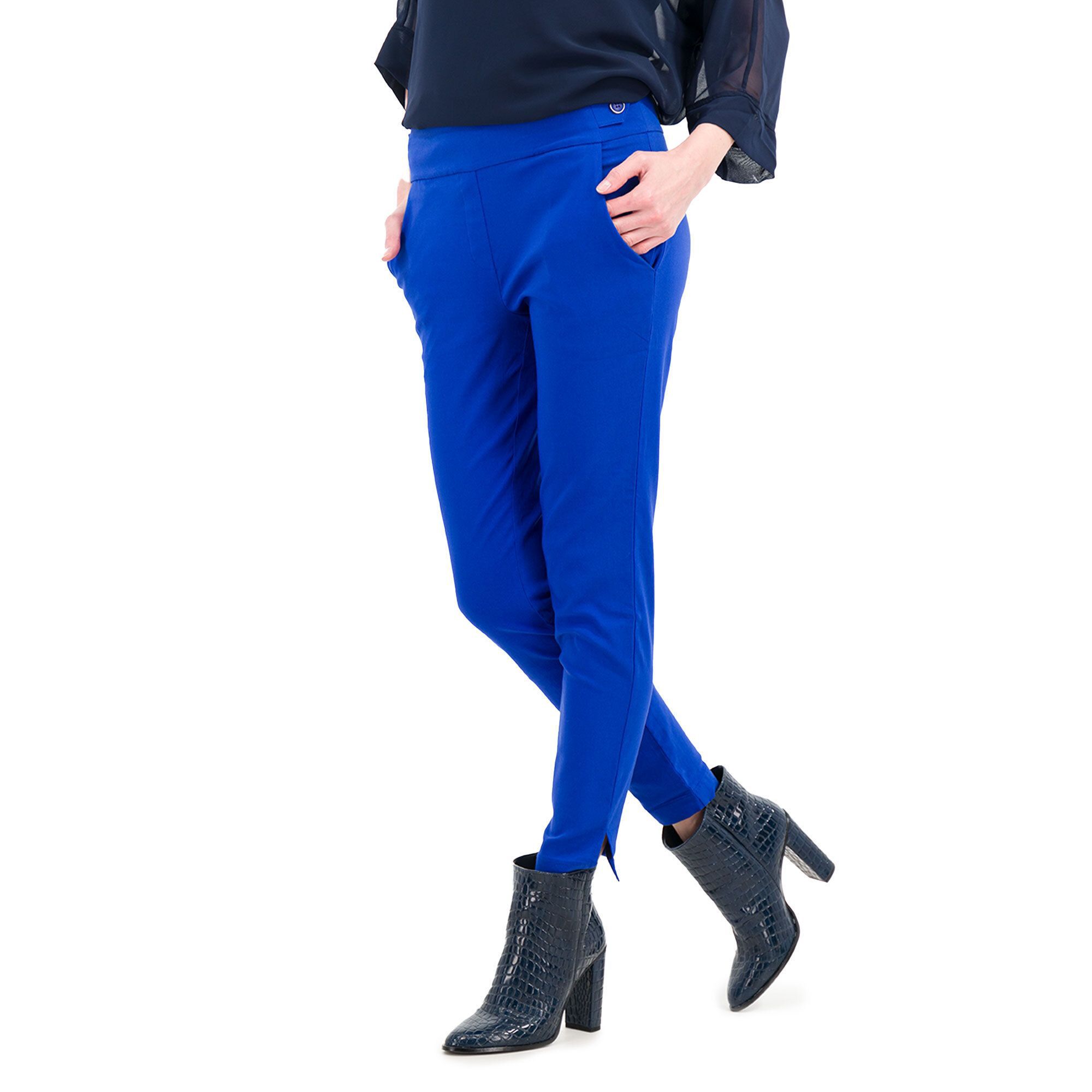 QVC Nina Leonard Pantaloni slim Tessuto super stretch in misto viscosa Bottoni estetici