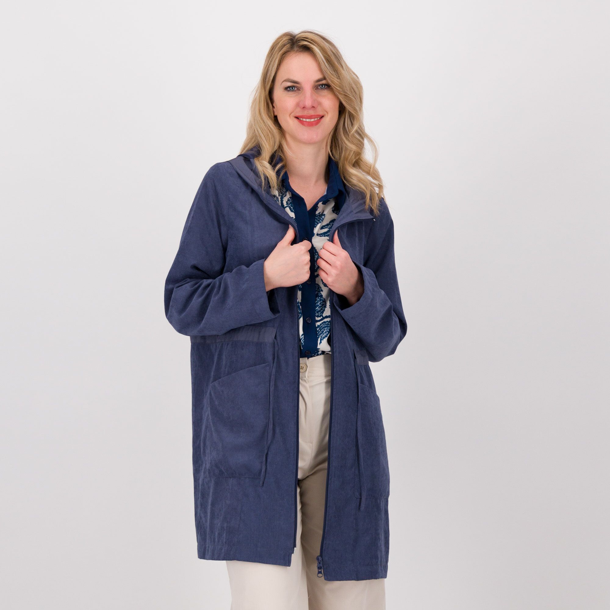 QVC Olly Doo Parka in tessuto mano pesca con coulisse Collo con cappuccio Made in Italy