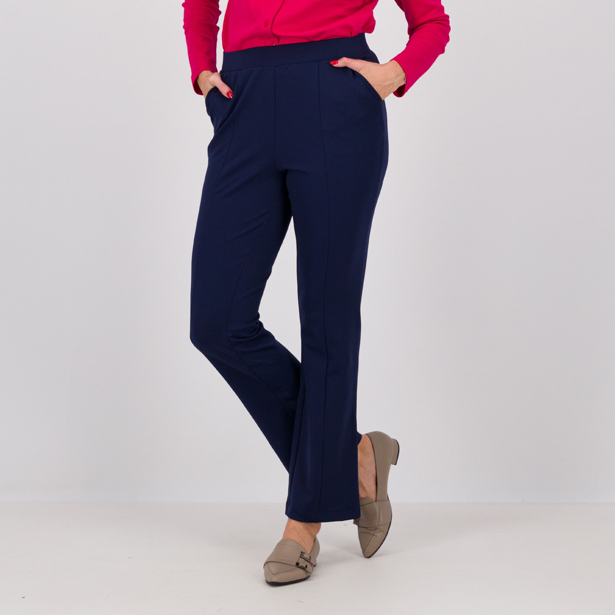 Image of Isaac Mizrahi Live! Pantaloni bootcut in punto Milano con vita elasticata061