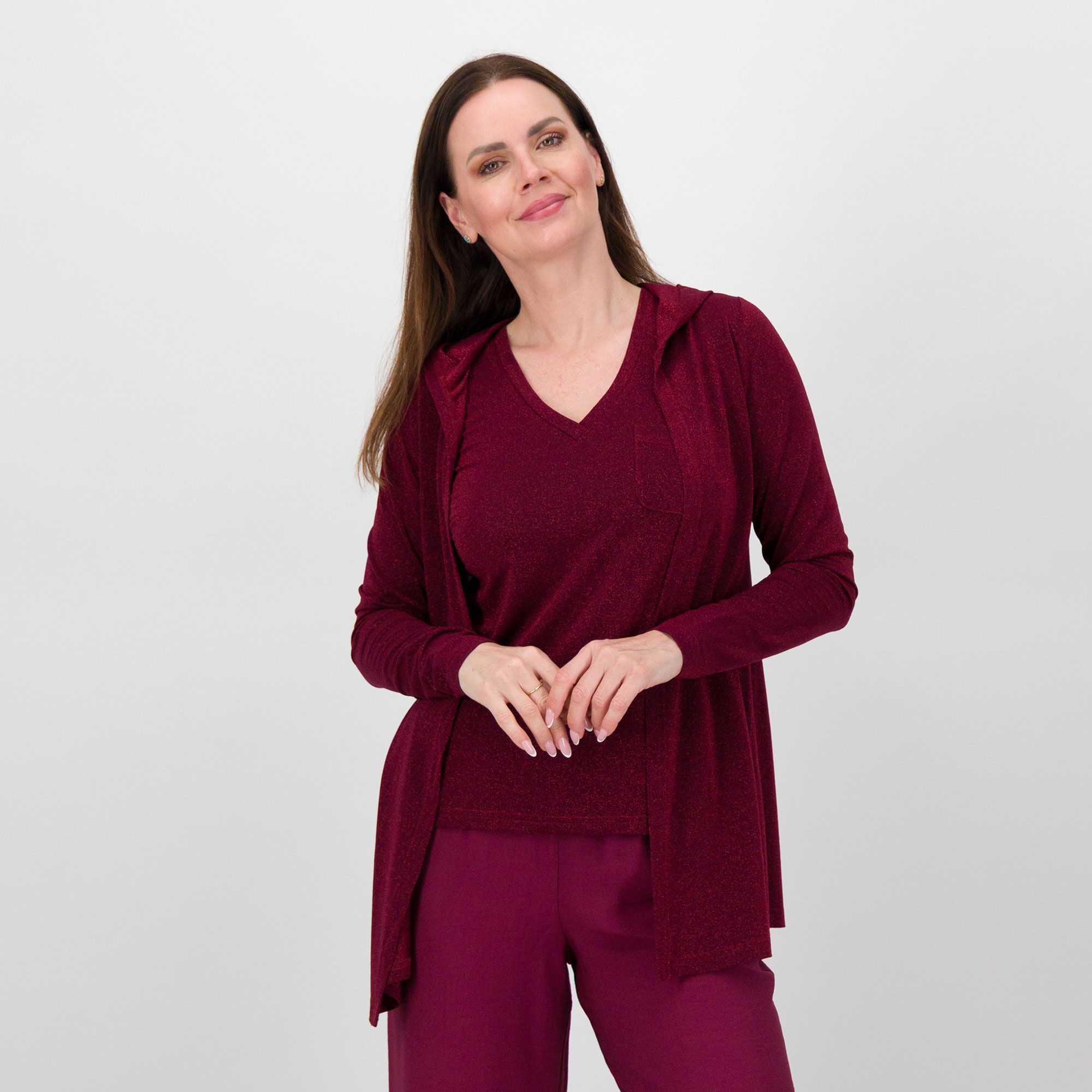 Caterina Lancini Cardigan con cappuccio in maglia lamé
