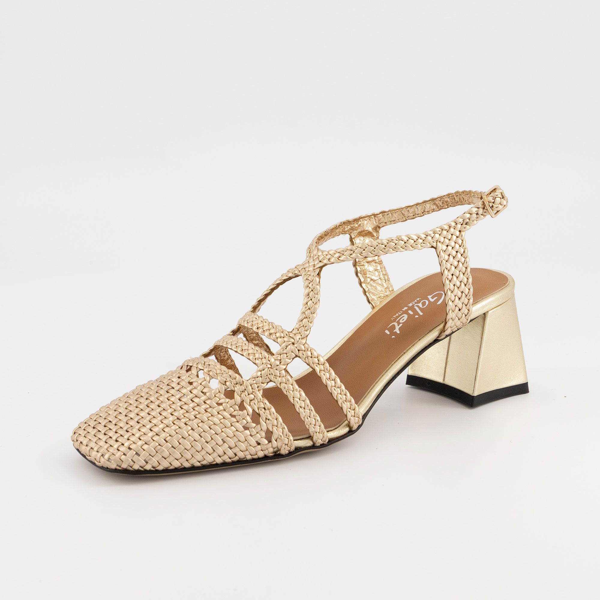 Galieti Sandali in pelle laminata con tacco 6,5 cm