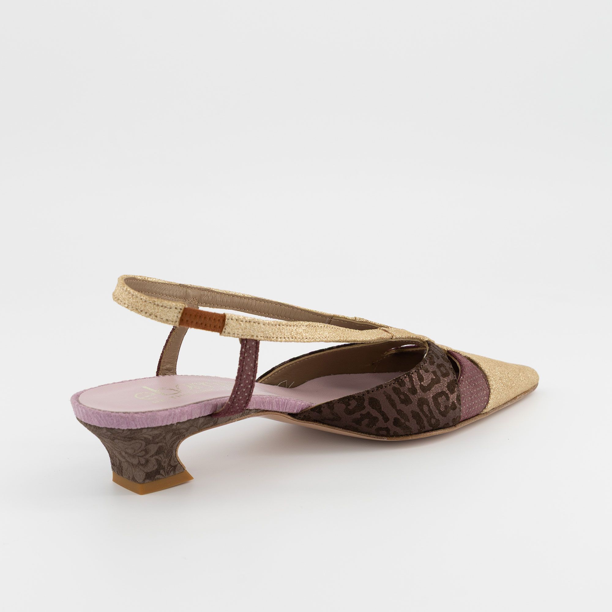 Ebarrito Scarpe décolleté in pelle patchwork con tacco 3,5cm